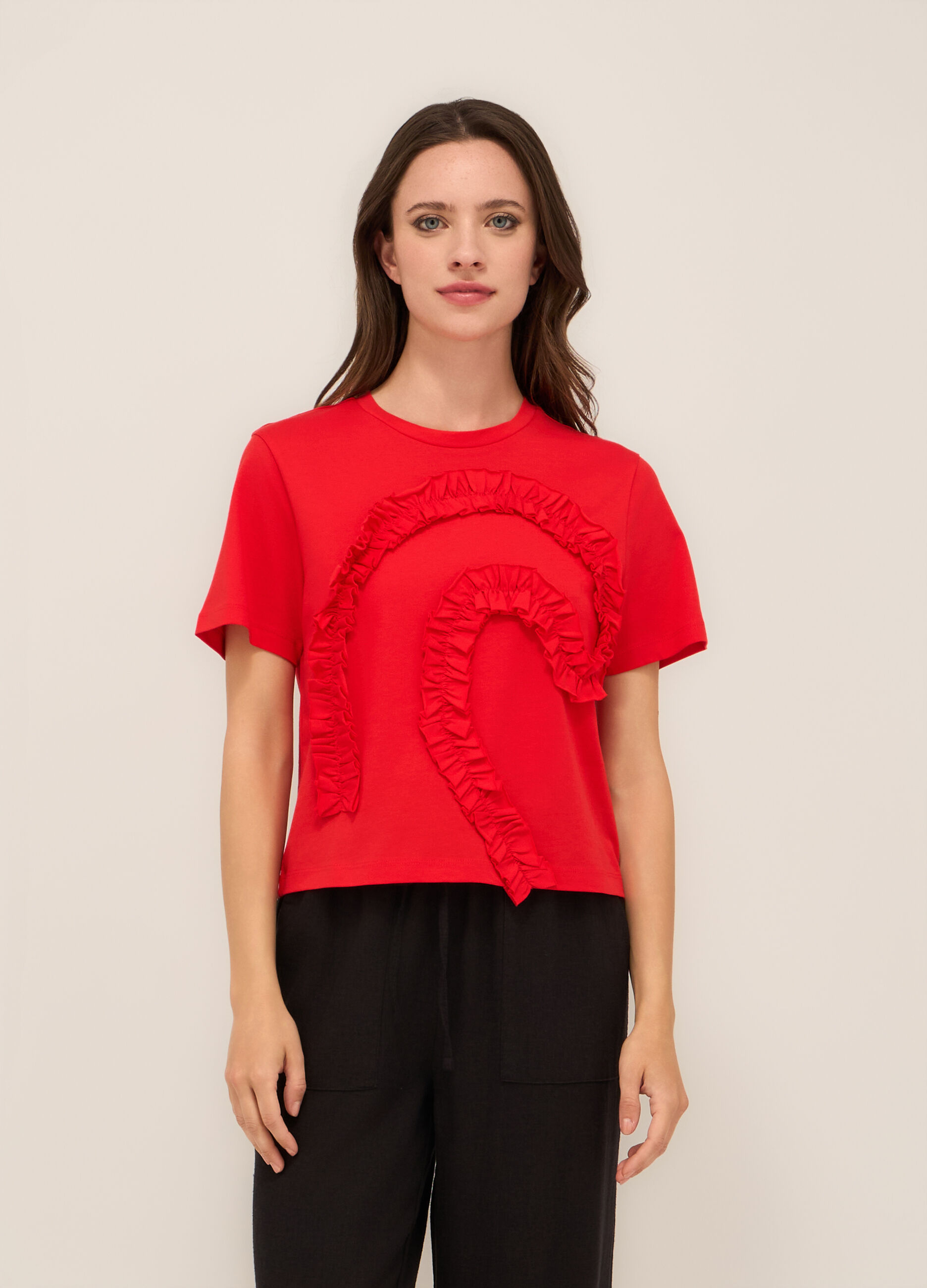 T-shirt in jersey di cotone stretch donna_0