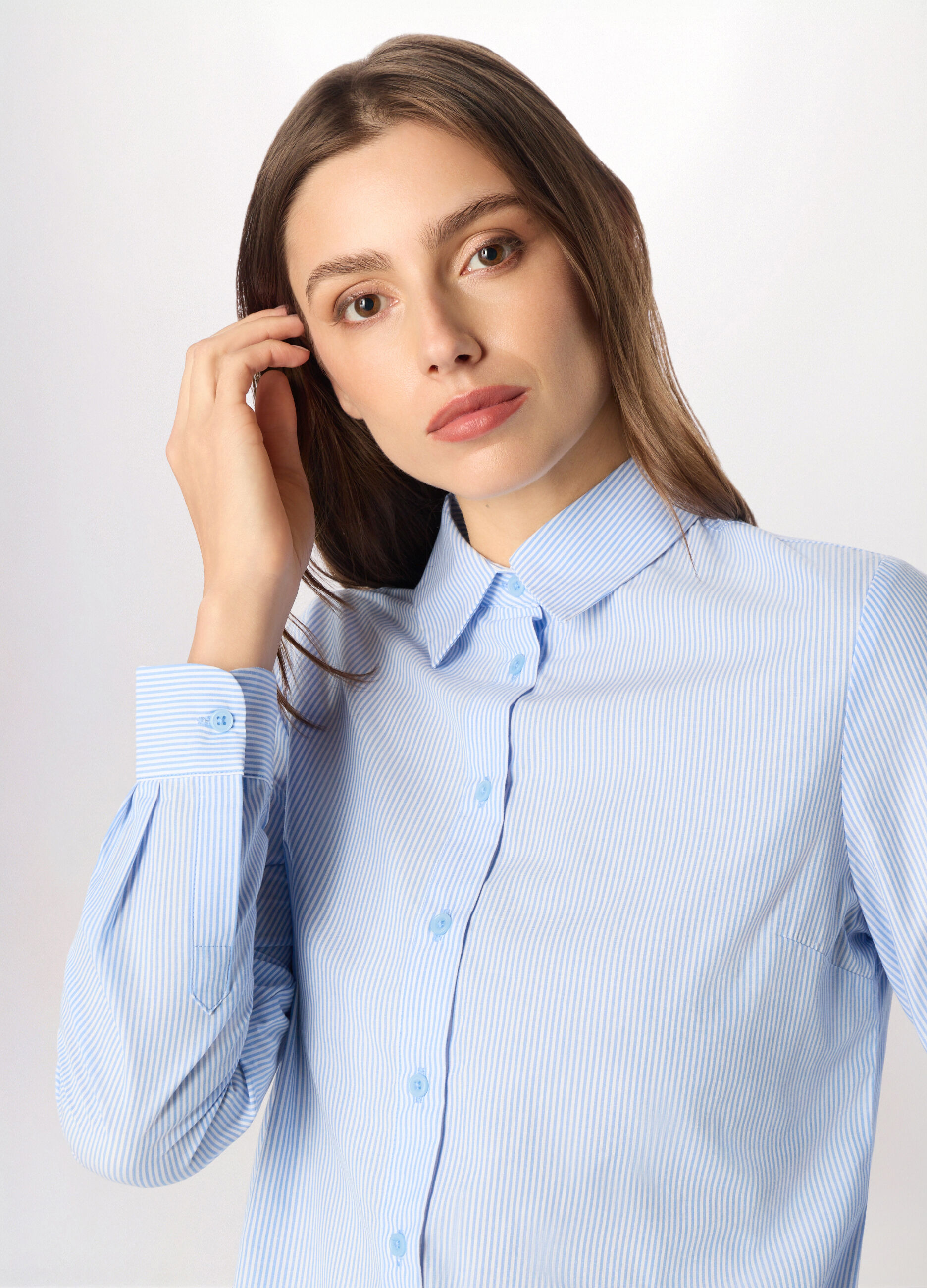 Camicia misto cotone a righe donna_2