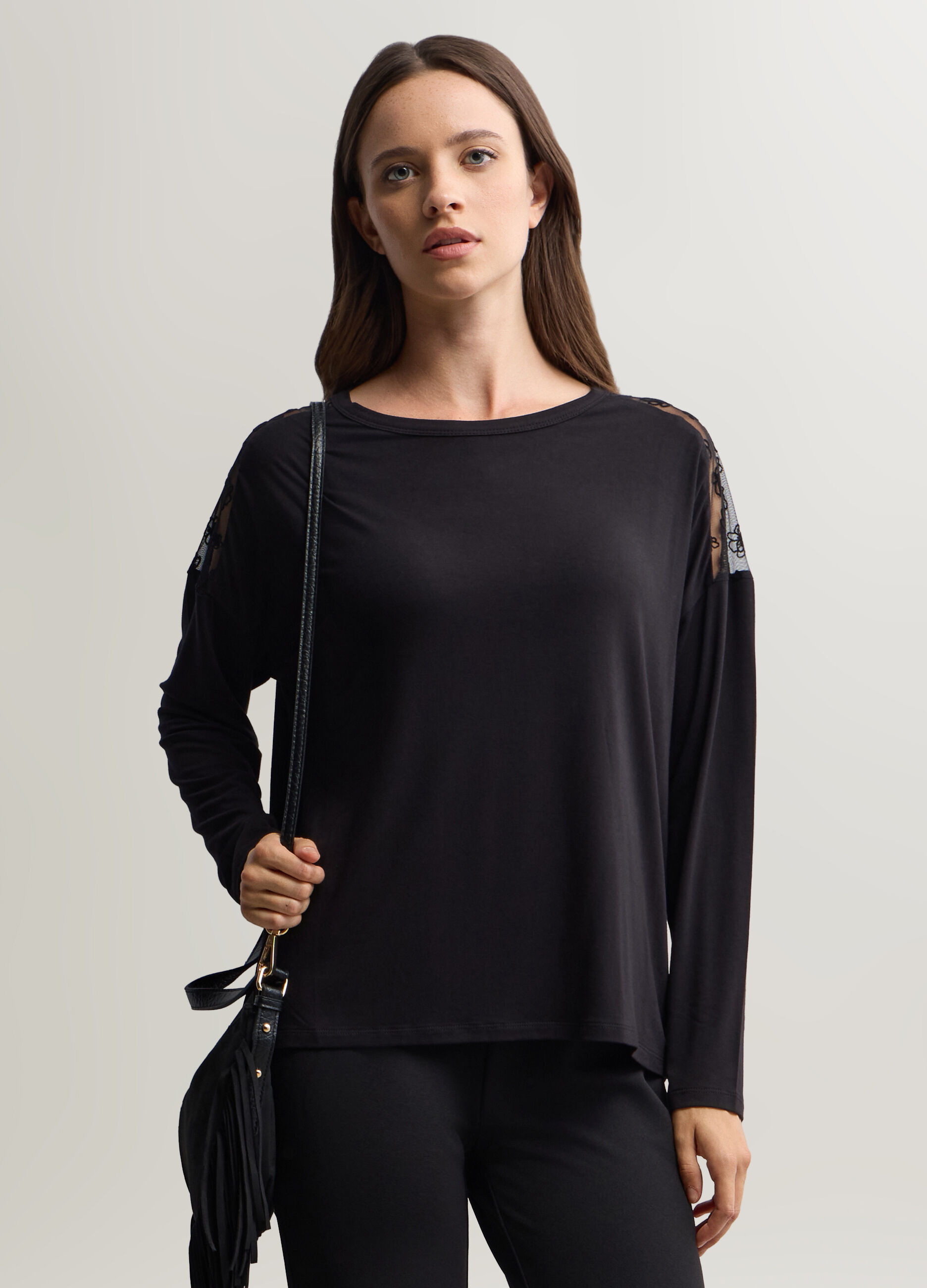 T-shirt girocollo stretch donna_0