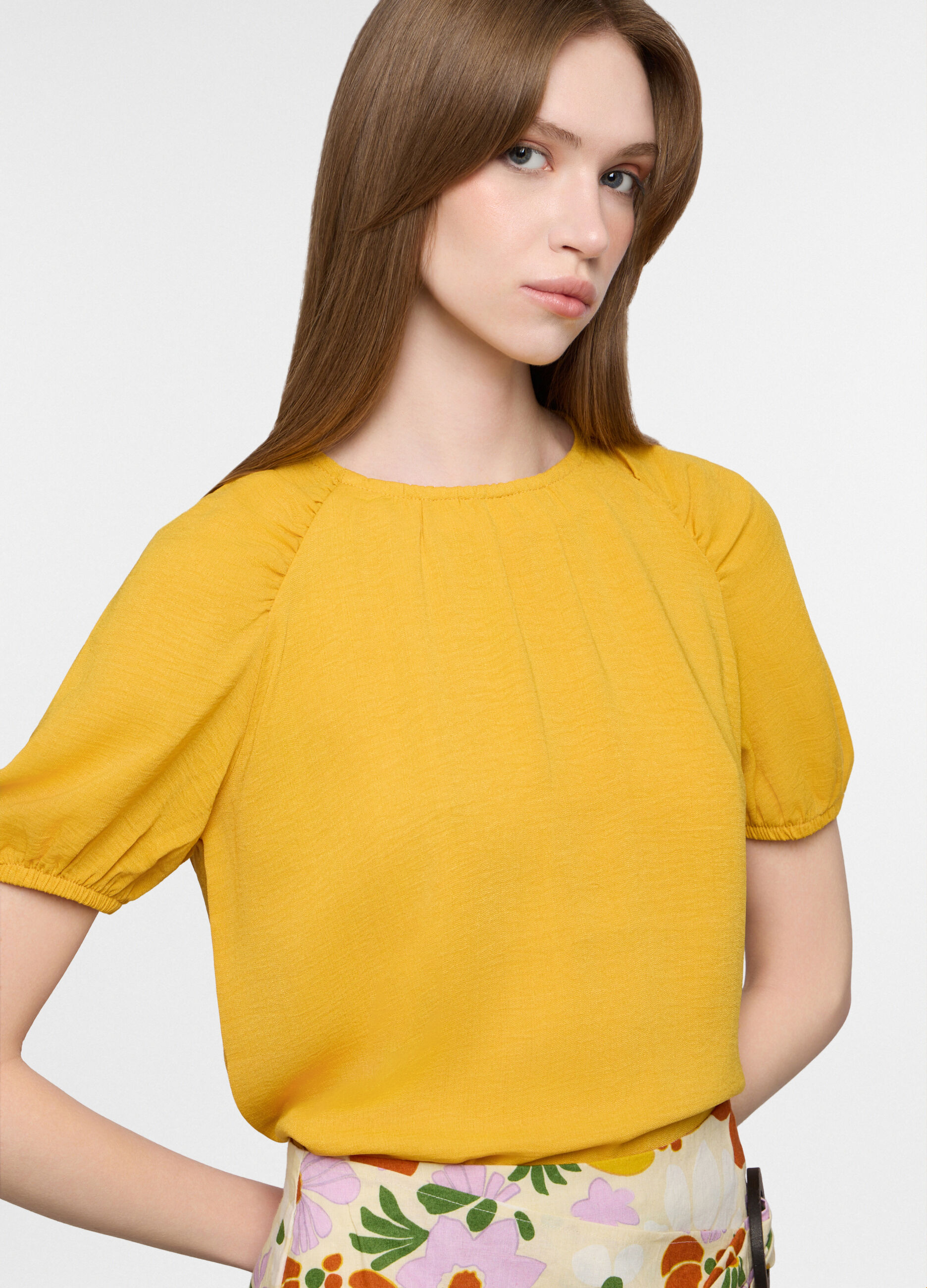 Blusa crepe girocollo donna_2