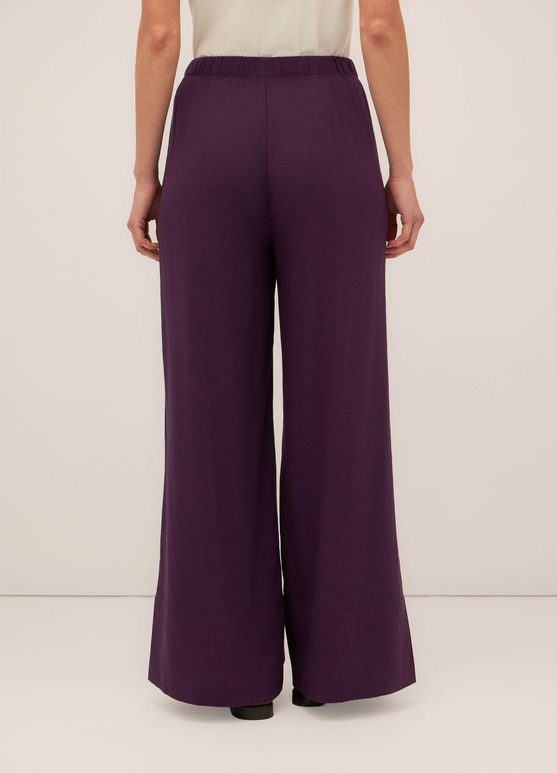 Pantaloni palazzo misto lino donna_1