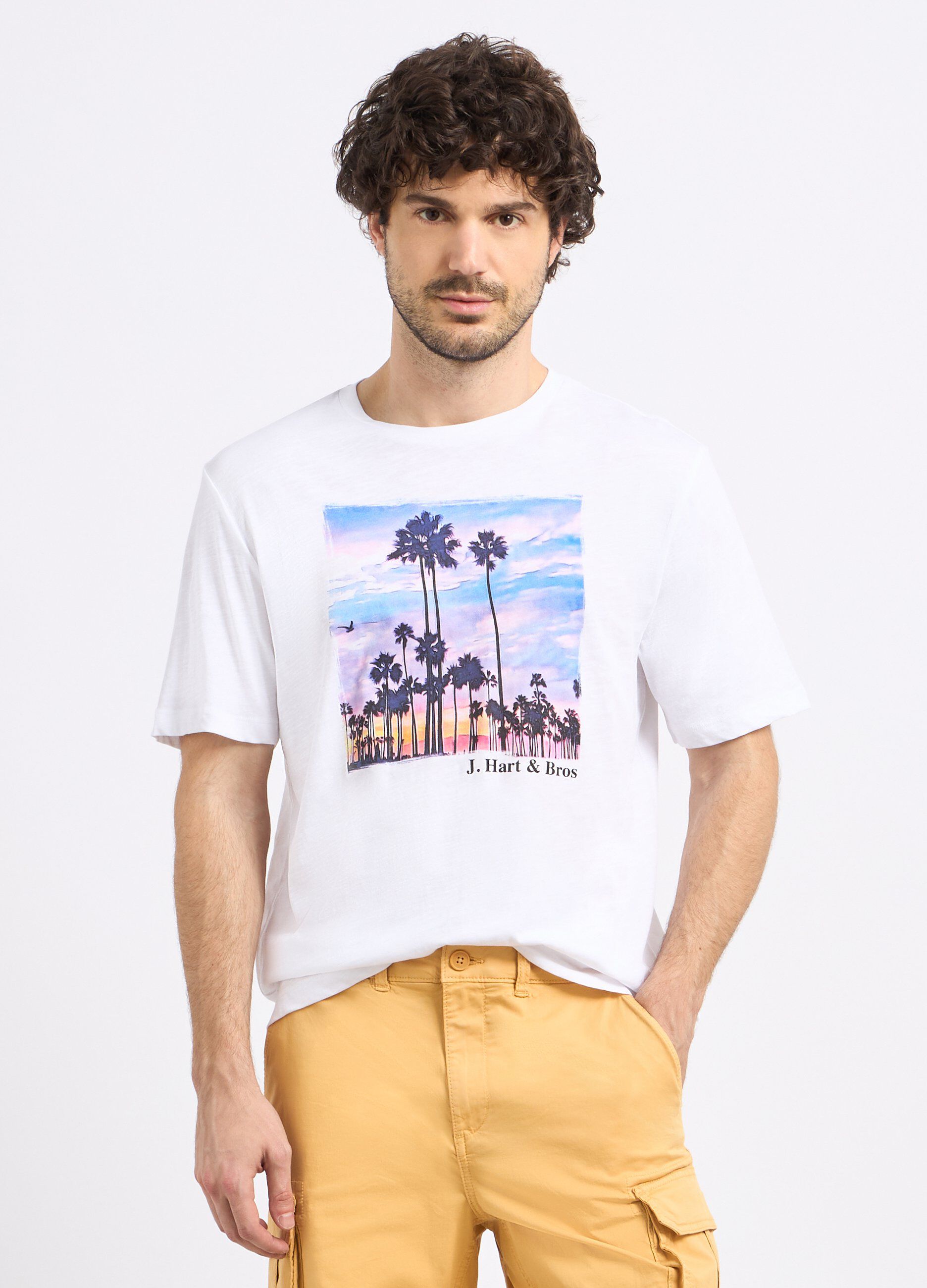 T-shirt in puro cotone con stampa uomo_0