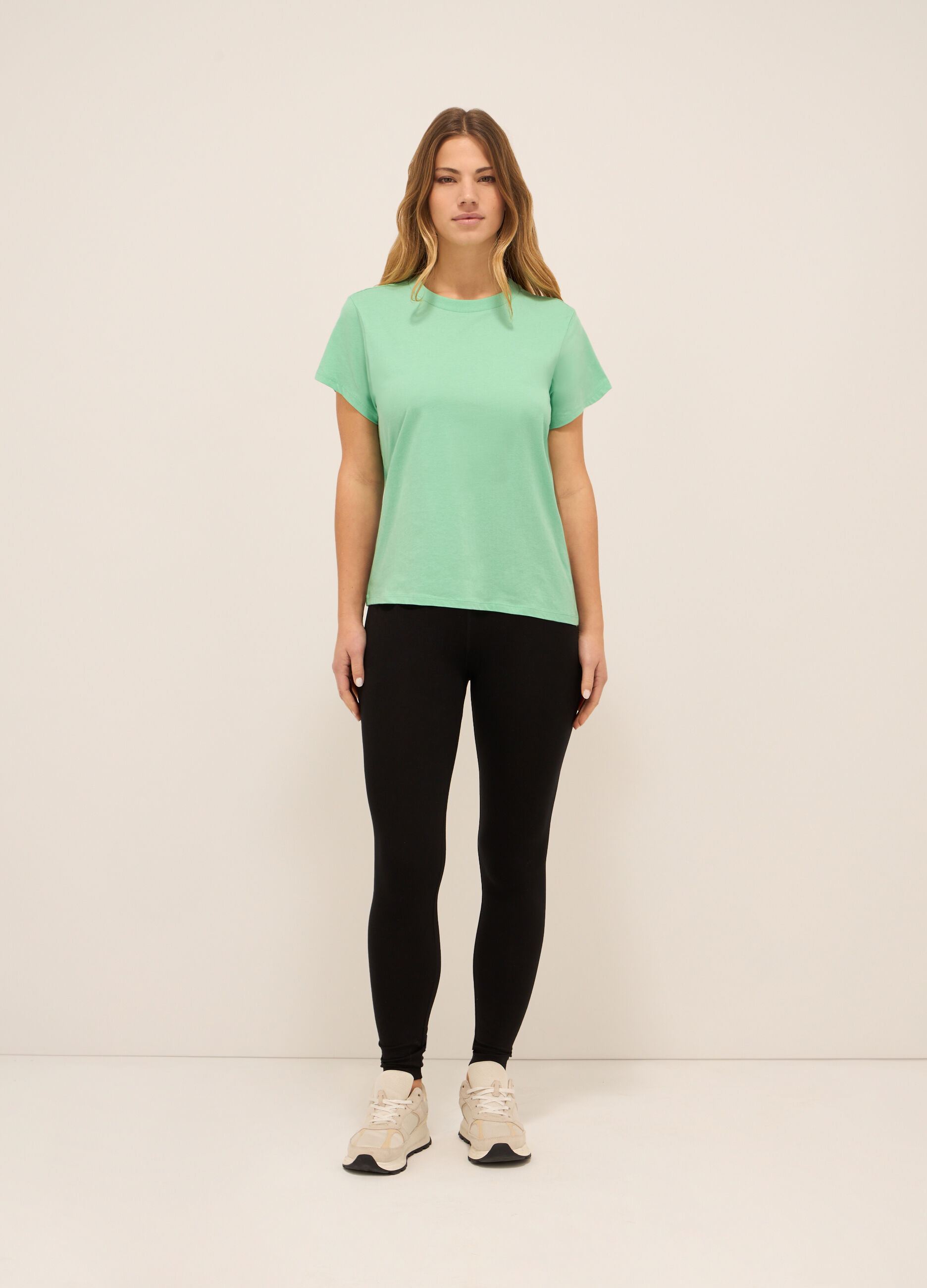 Leggings fitness in jersey di cotone stretch donna_0