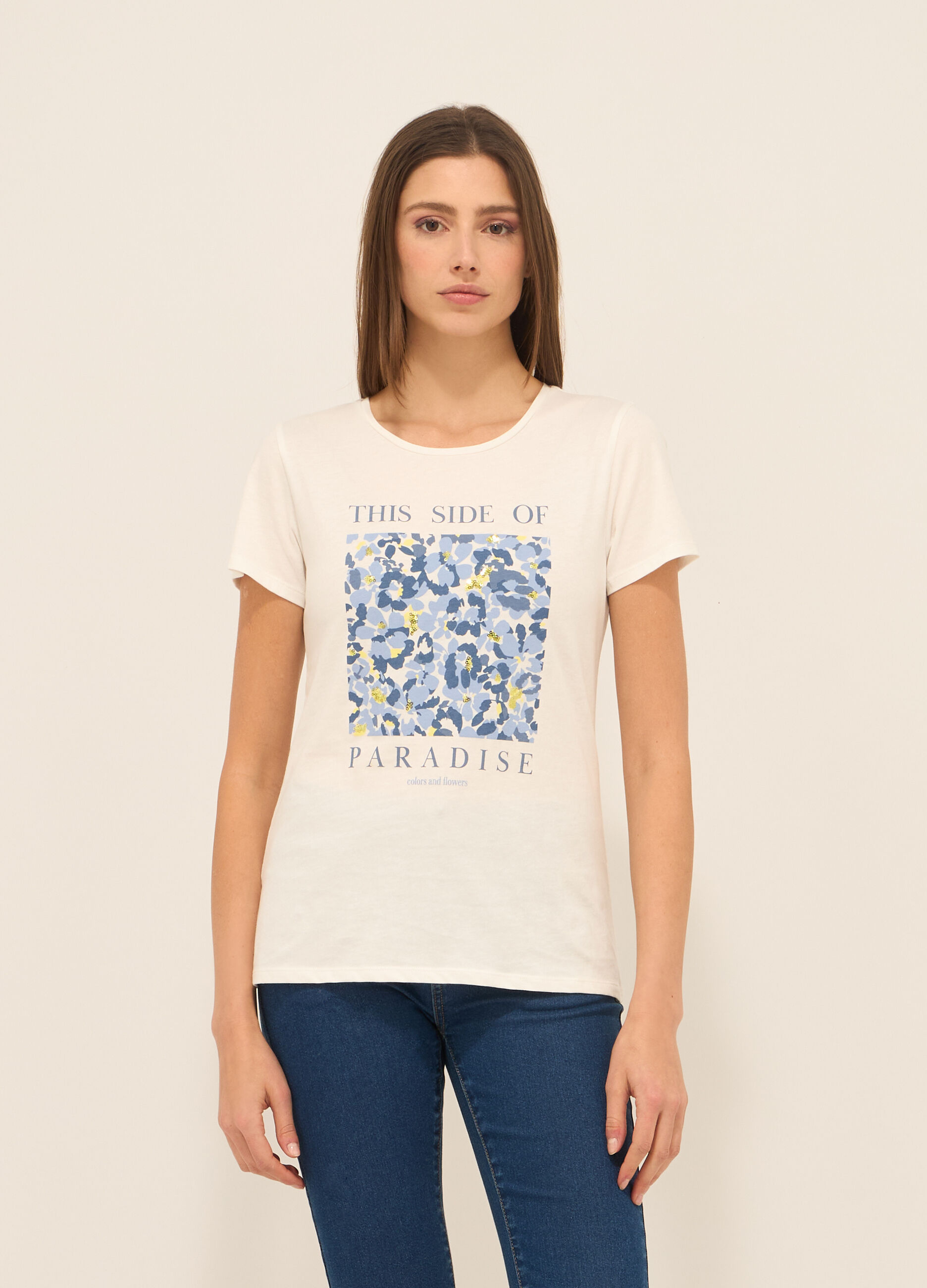 T-shirt in jersey di puro cotone donna_0