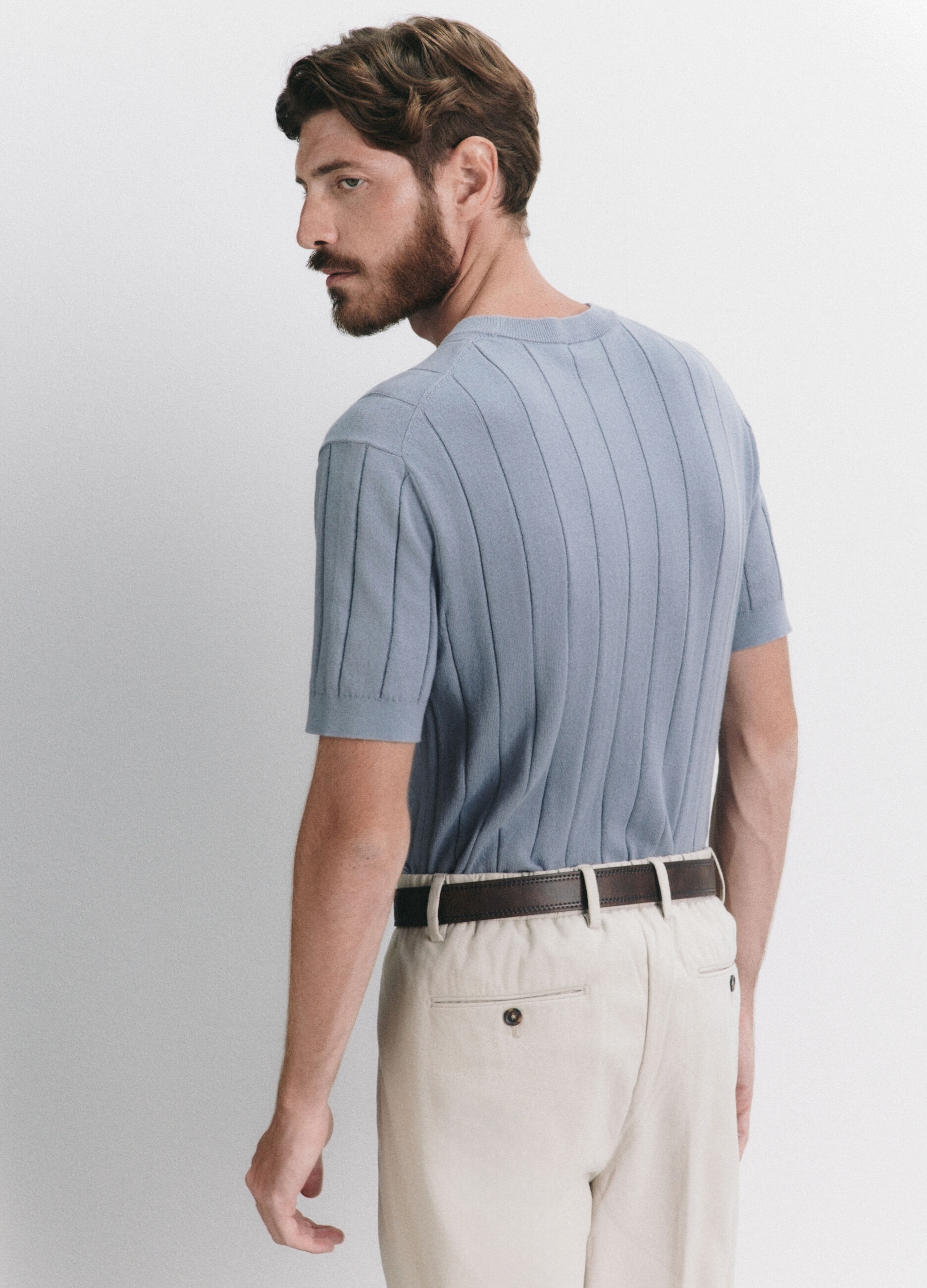 T-shirt in maglia a costa piatta uomo_2