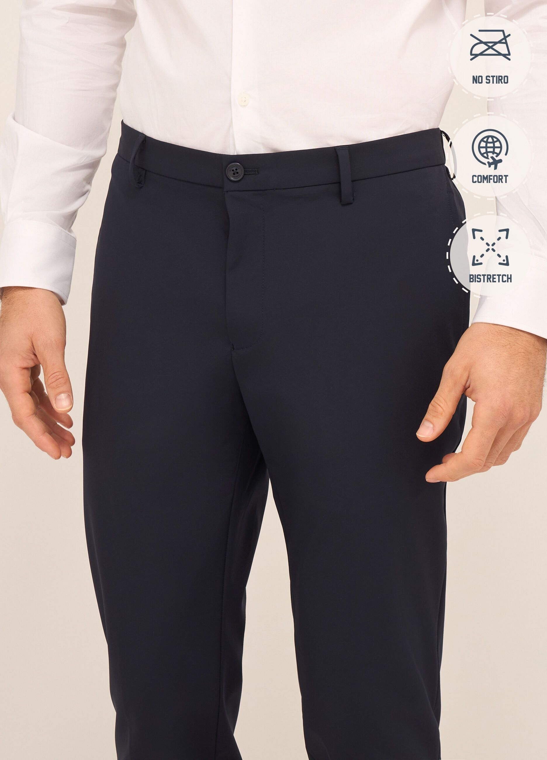 Pantaloni classici in tessuto stretch uomo_2