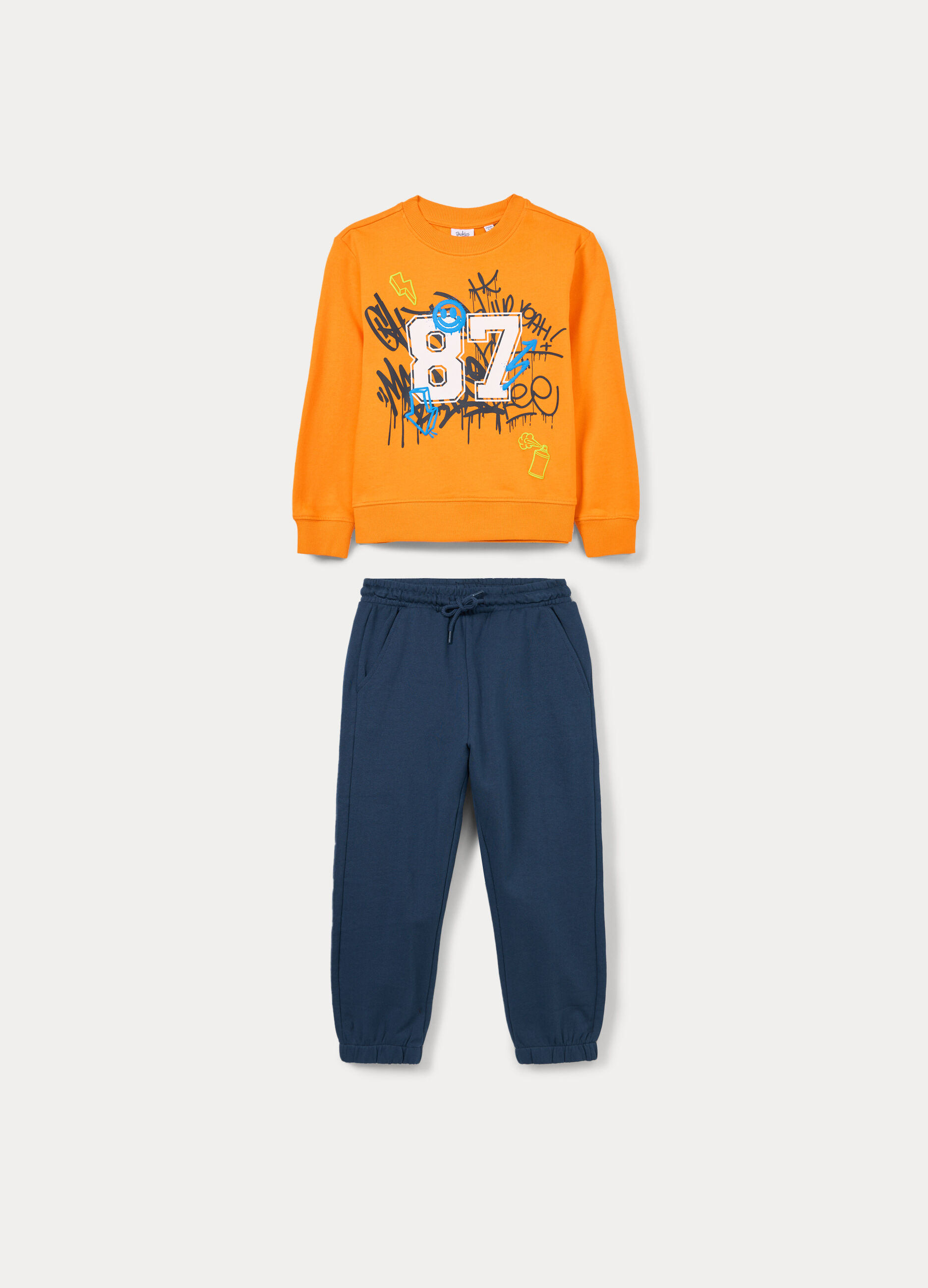 Jogging set in french terry di puro cotone bambino_0
