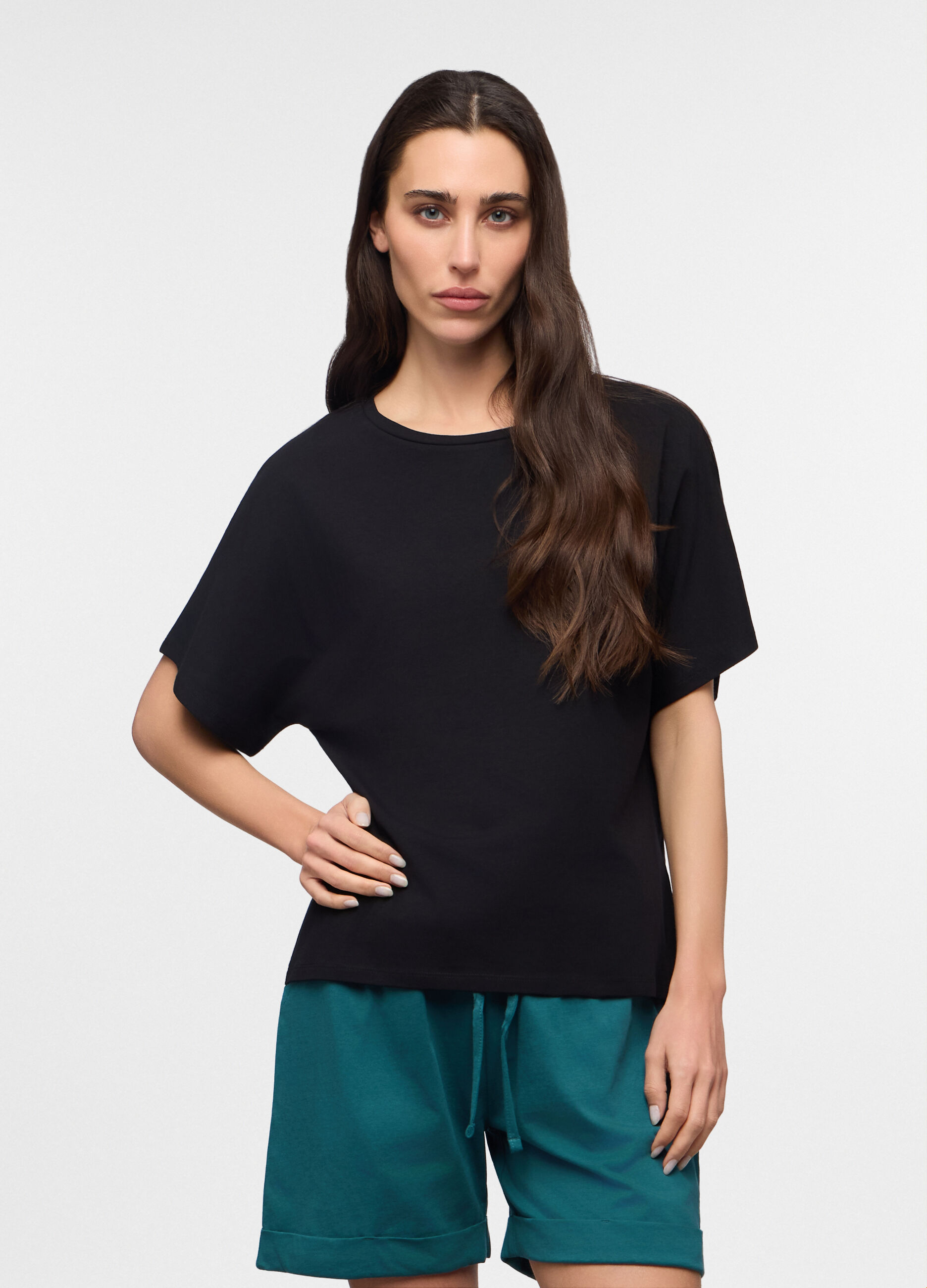 T-shirt girocollo stretch donna_0