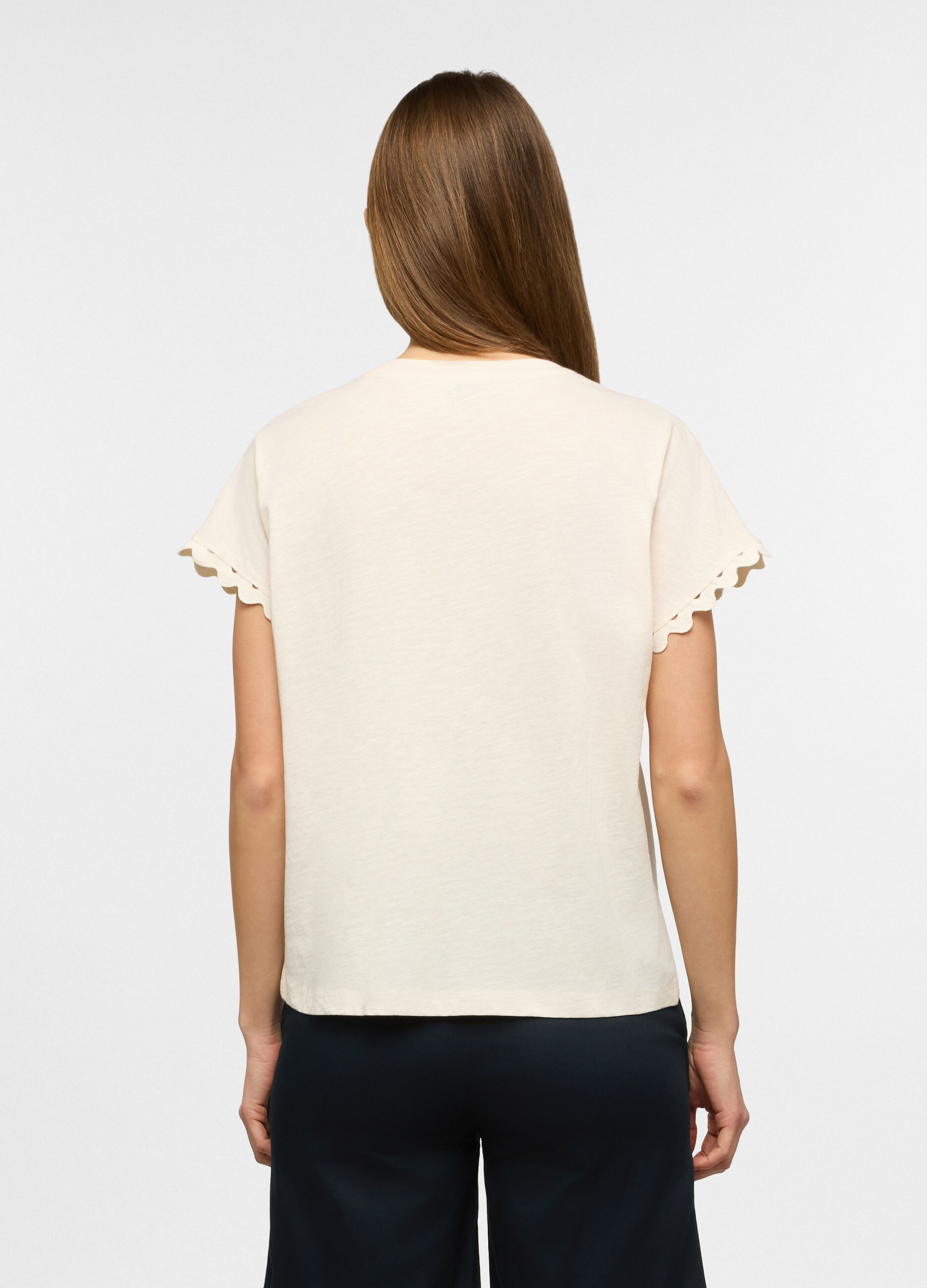 T-shirt a girocollo fit regular in puro cotone slub donna_1