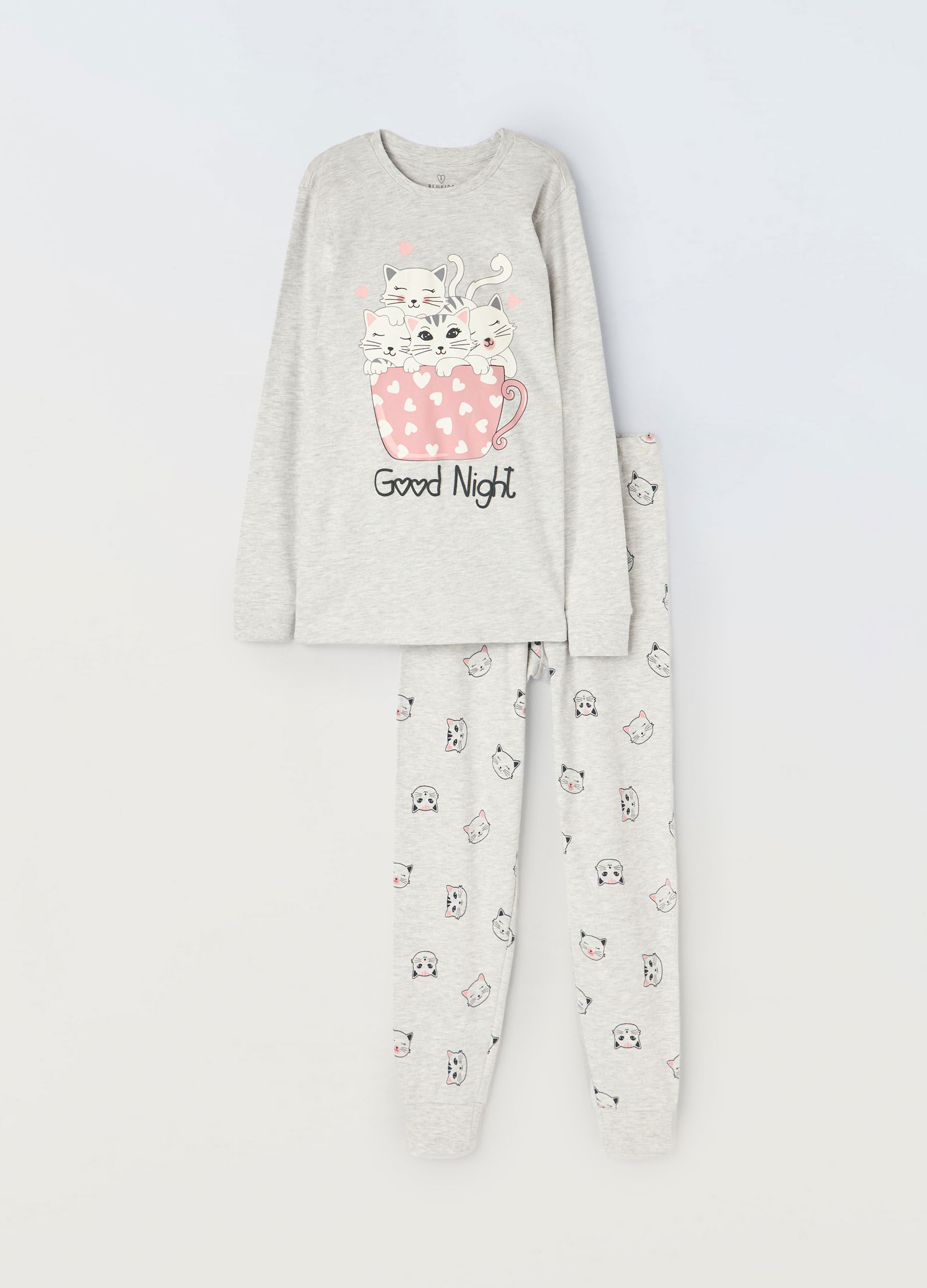 Set pigiama lungo in interlock di cotone ragazza_0