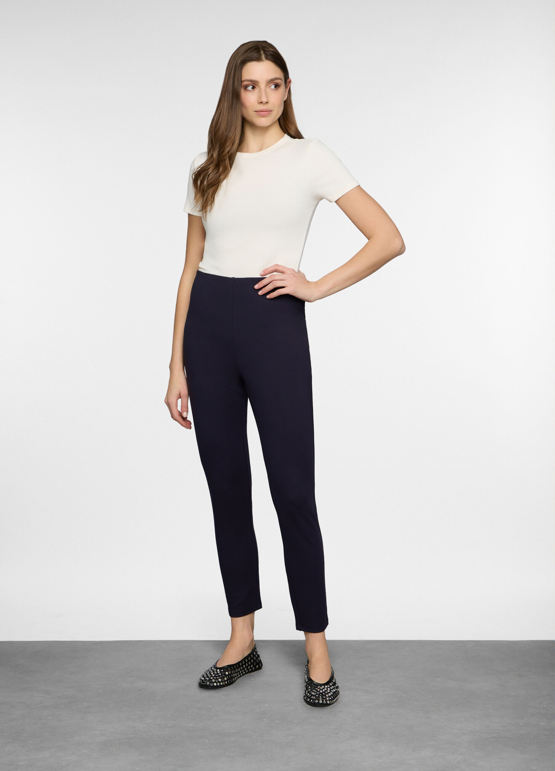 Leggings slim fit in punto Milano stretch donna_0