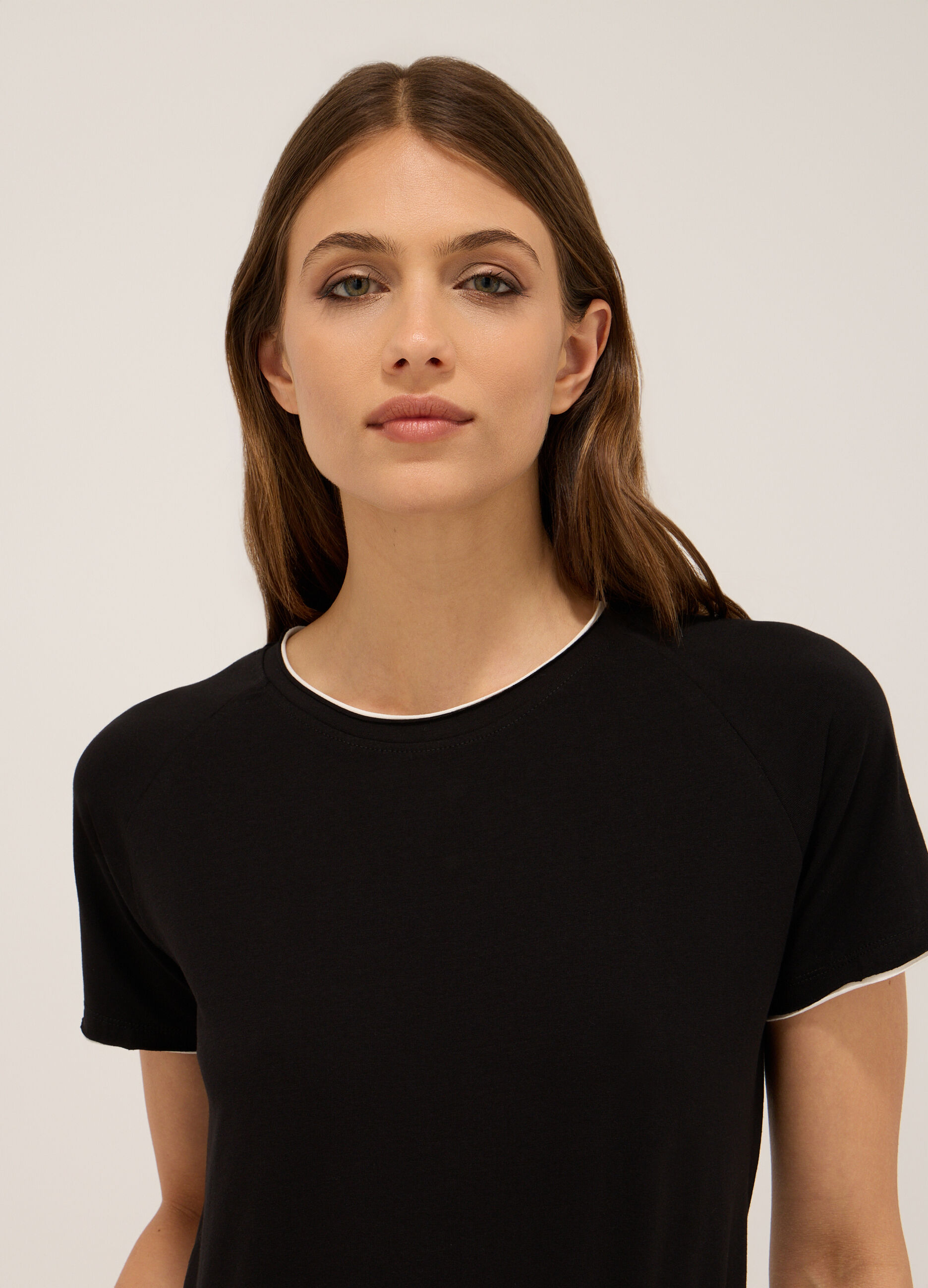 T-shirt in jersey di cotone stretch donna_2