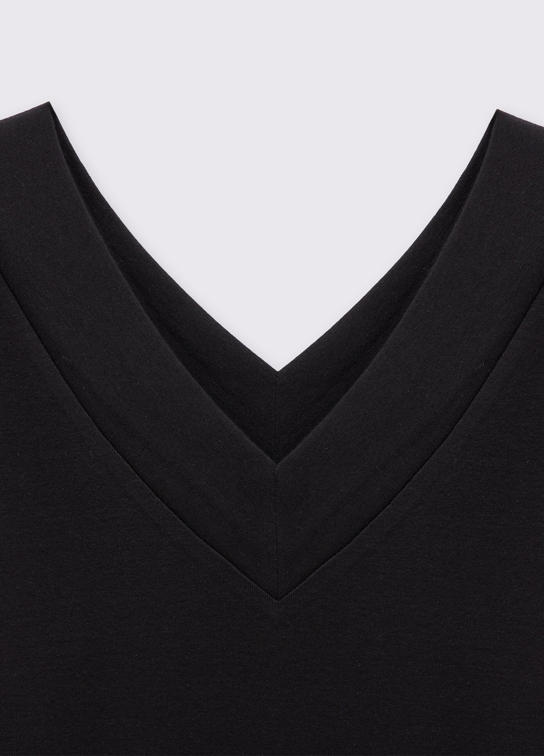 T-shirt in puro cotone con scollo a V_1