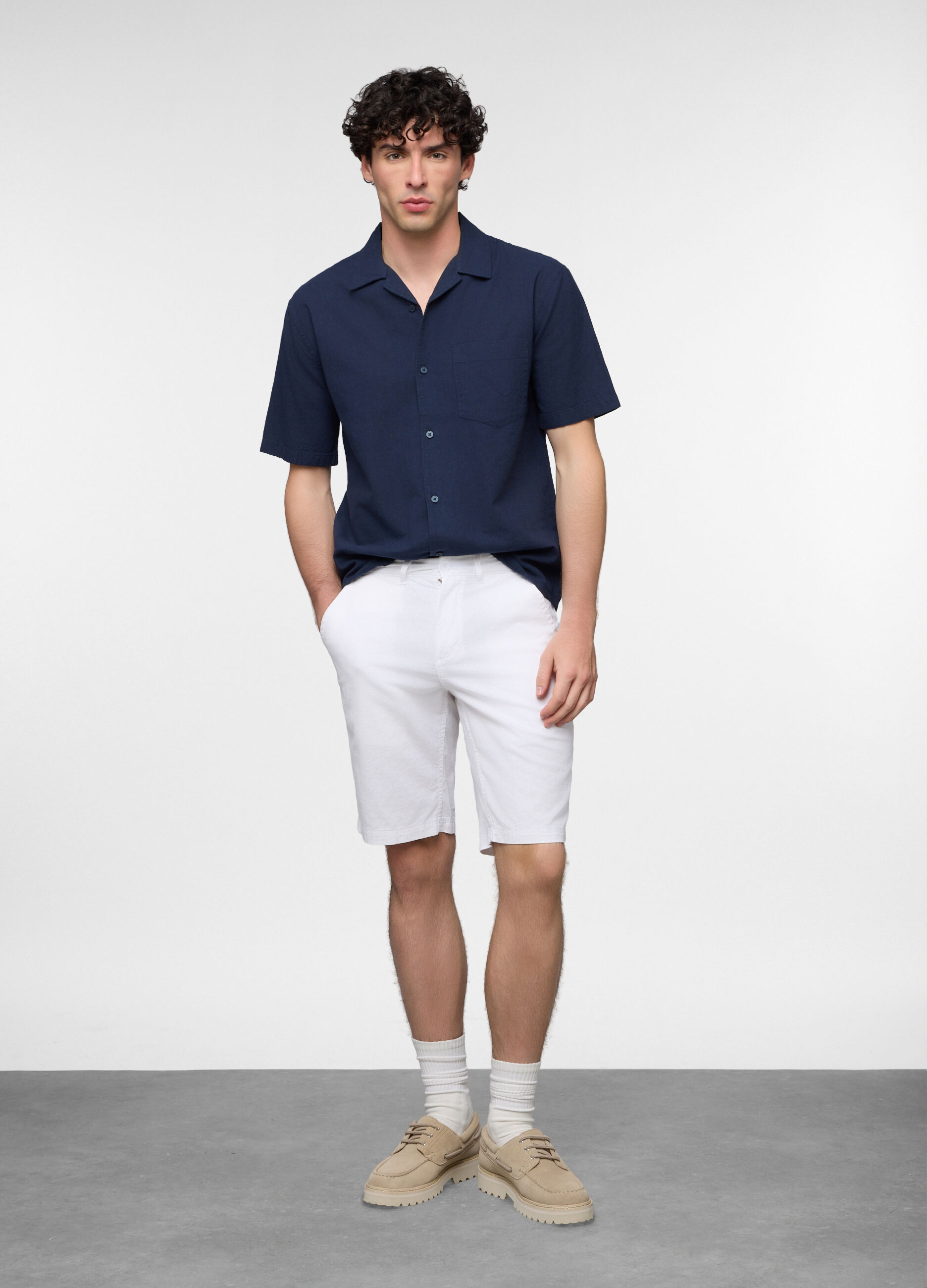 Bermuda in lino e cotone uomo_0