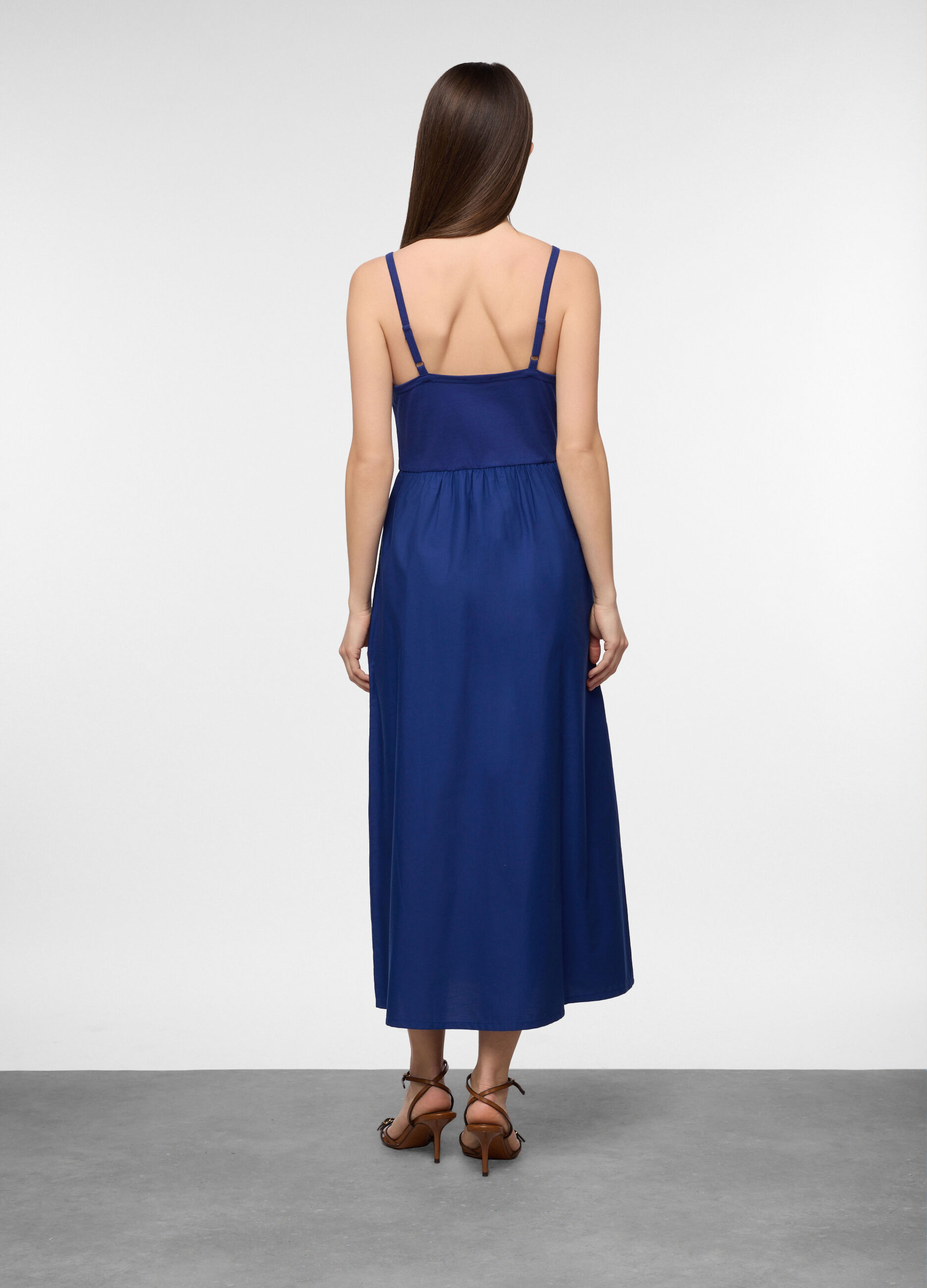 Abito lungo in popeline di puro donna_1