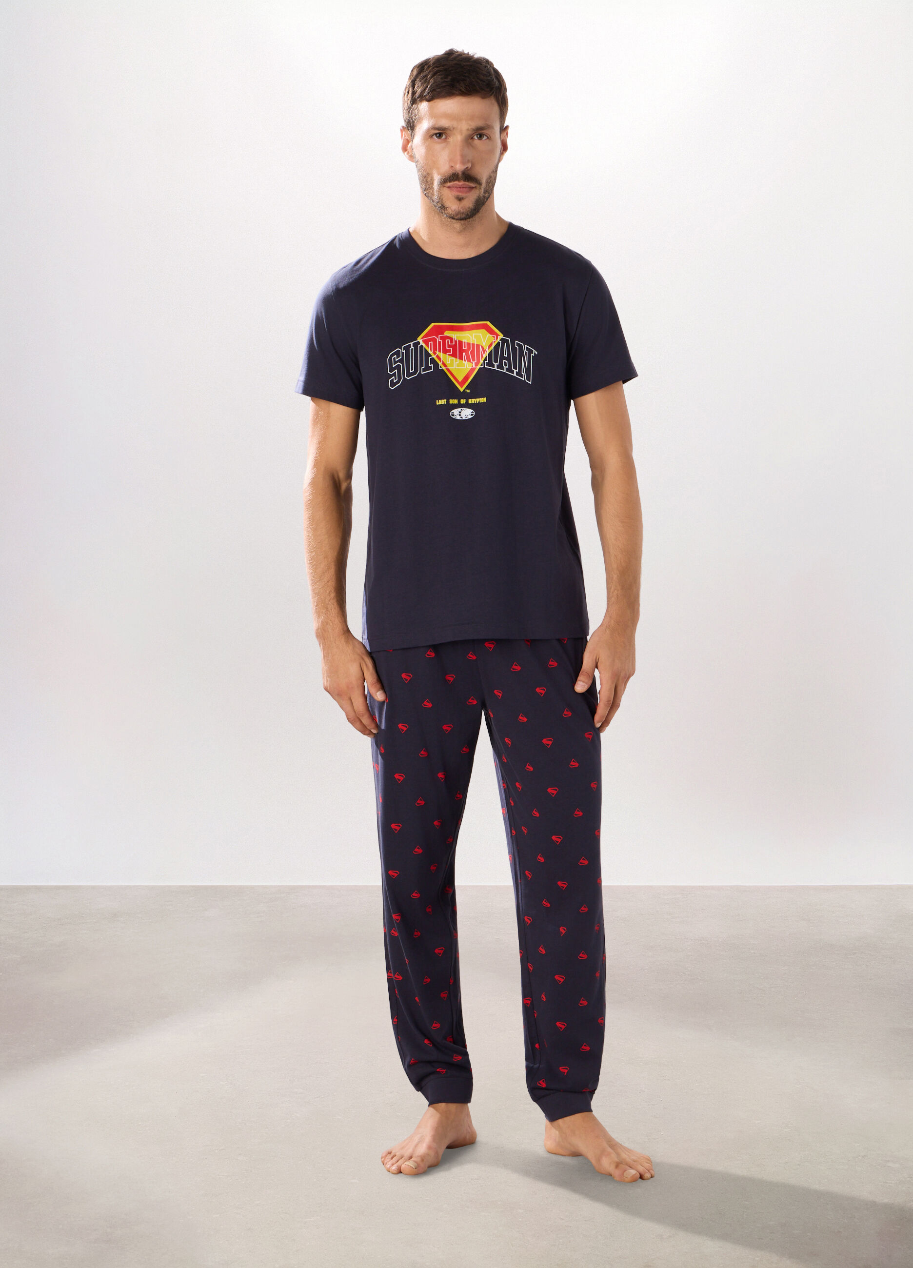 Pigiama lungo Superman in puro cotone uomo_0