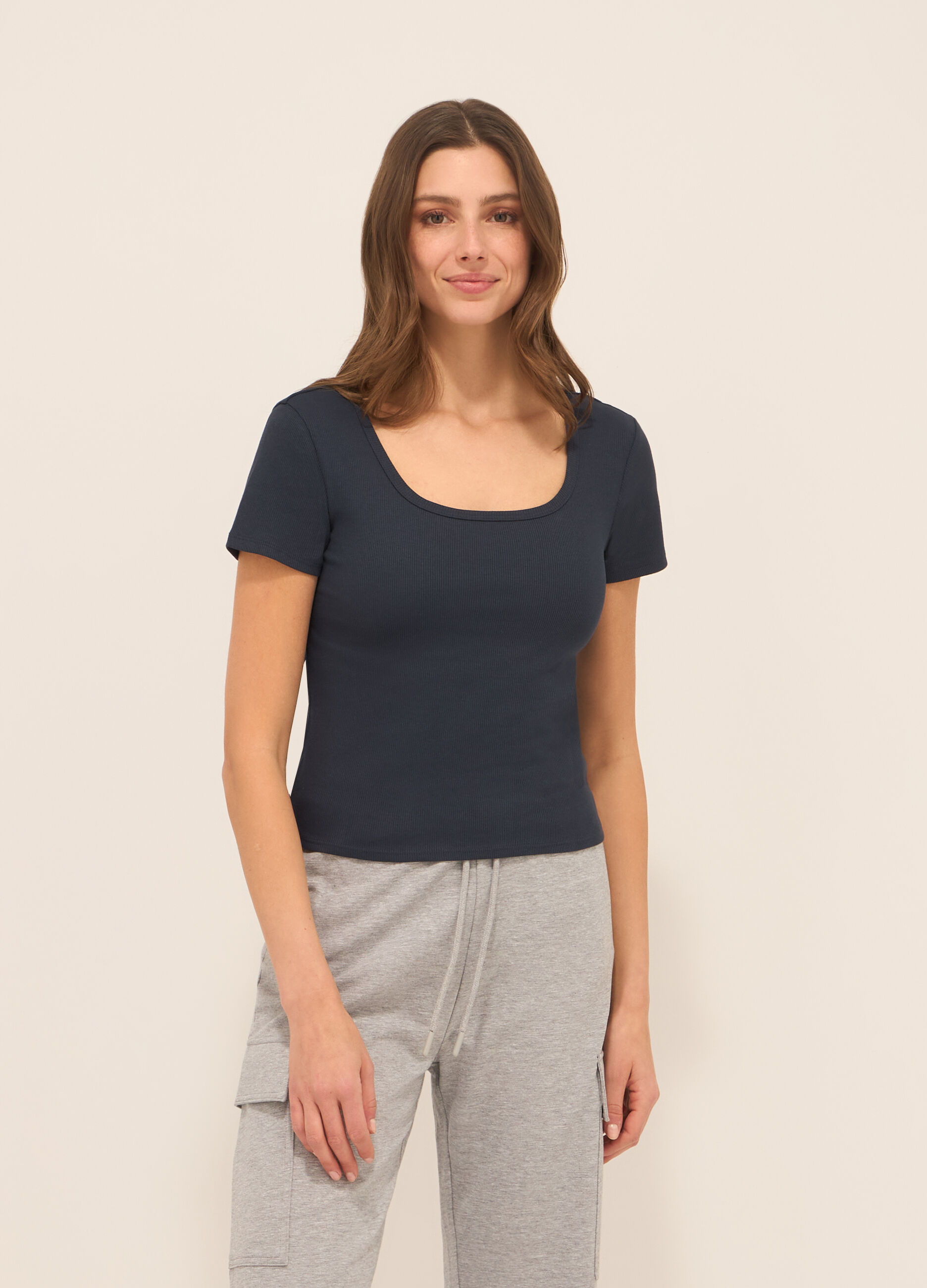 T-shirt in costina donna_0