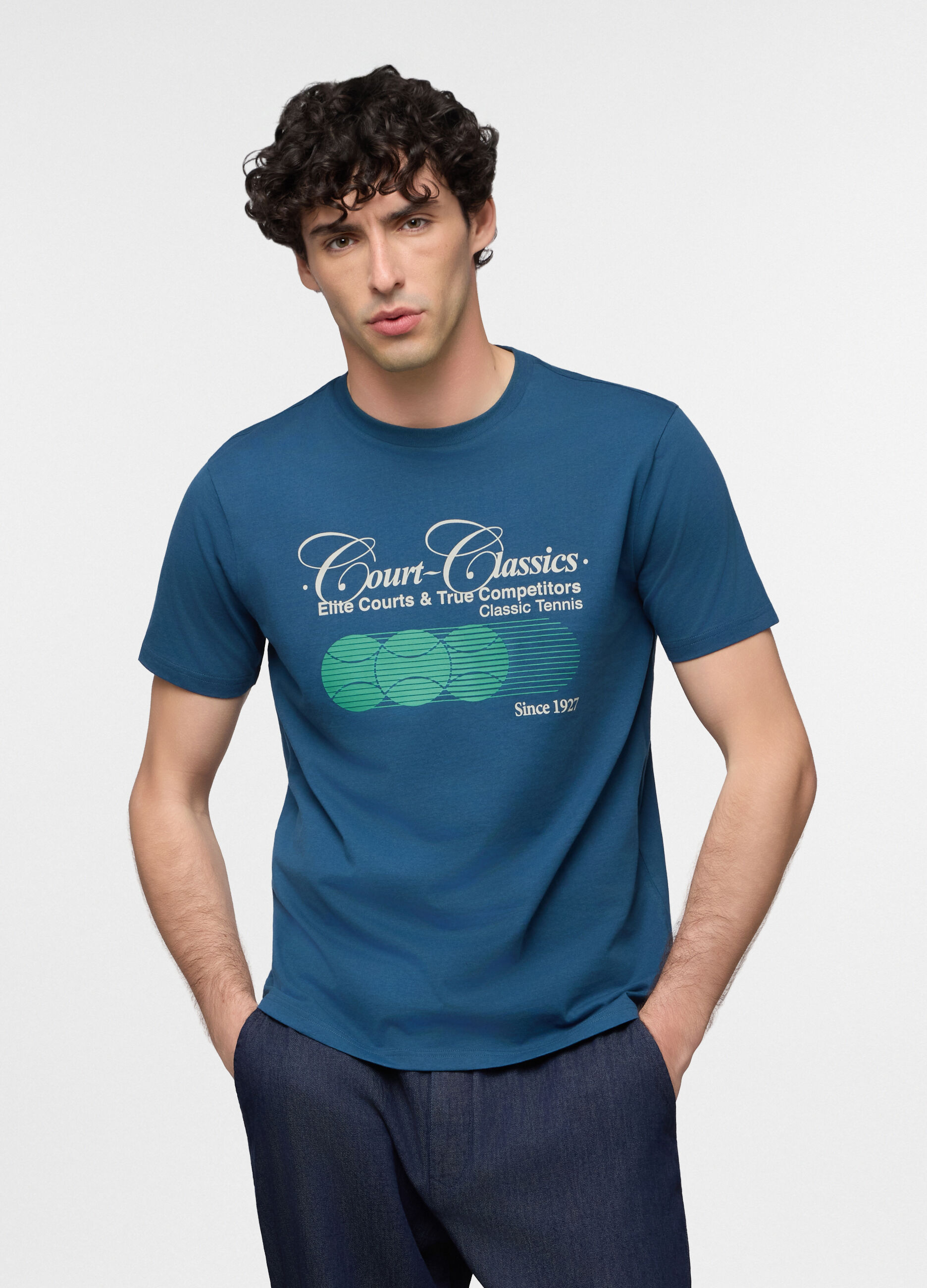 T-shirt in cotone con stampa Tennis uomo_0