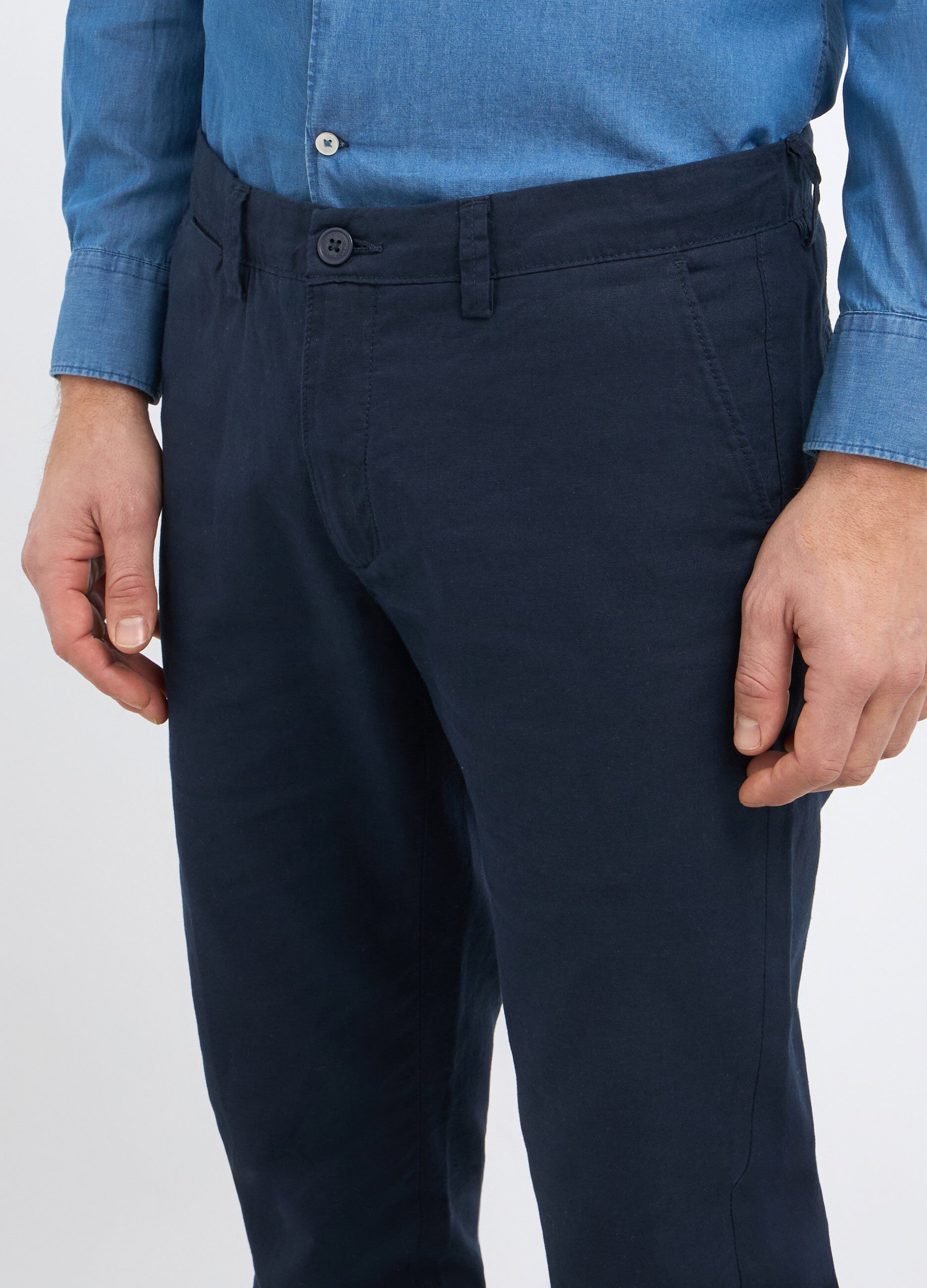 Pantaloni chino in misto lino uomo_2