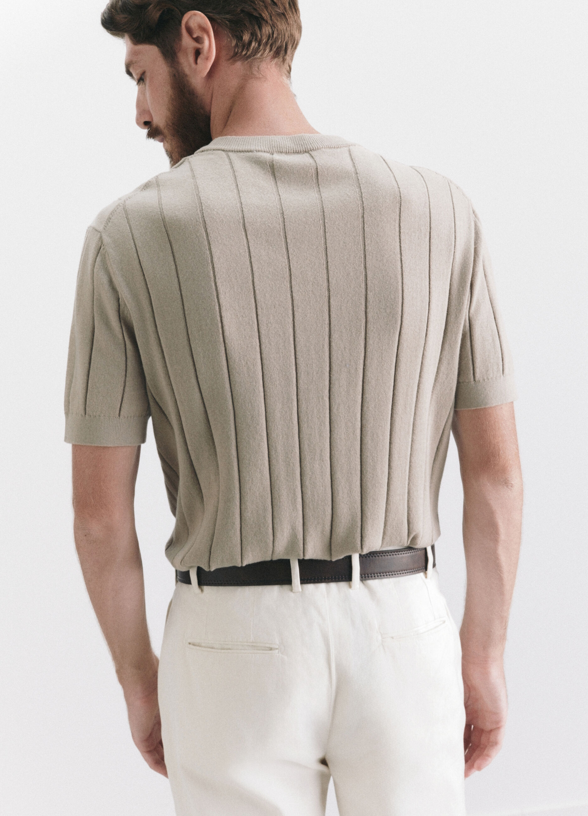 T-shirt in maglia a costa piatta uomo_3
