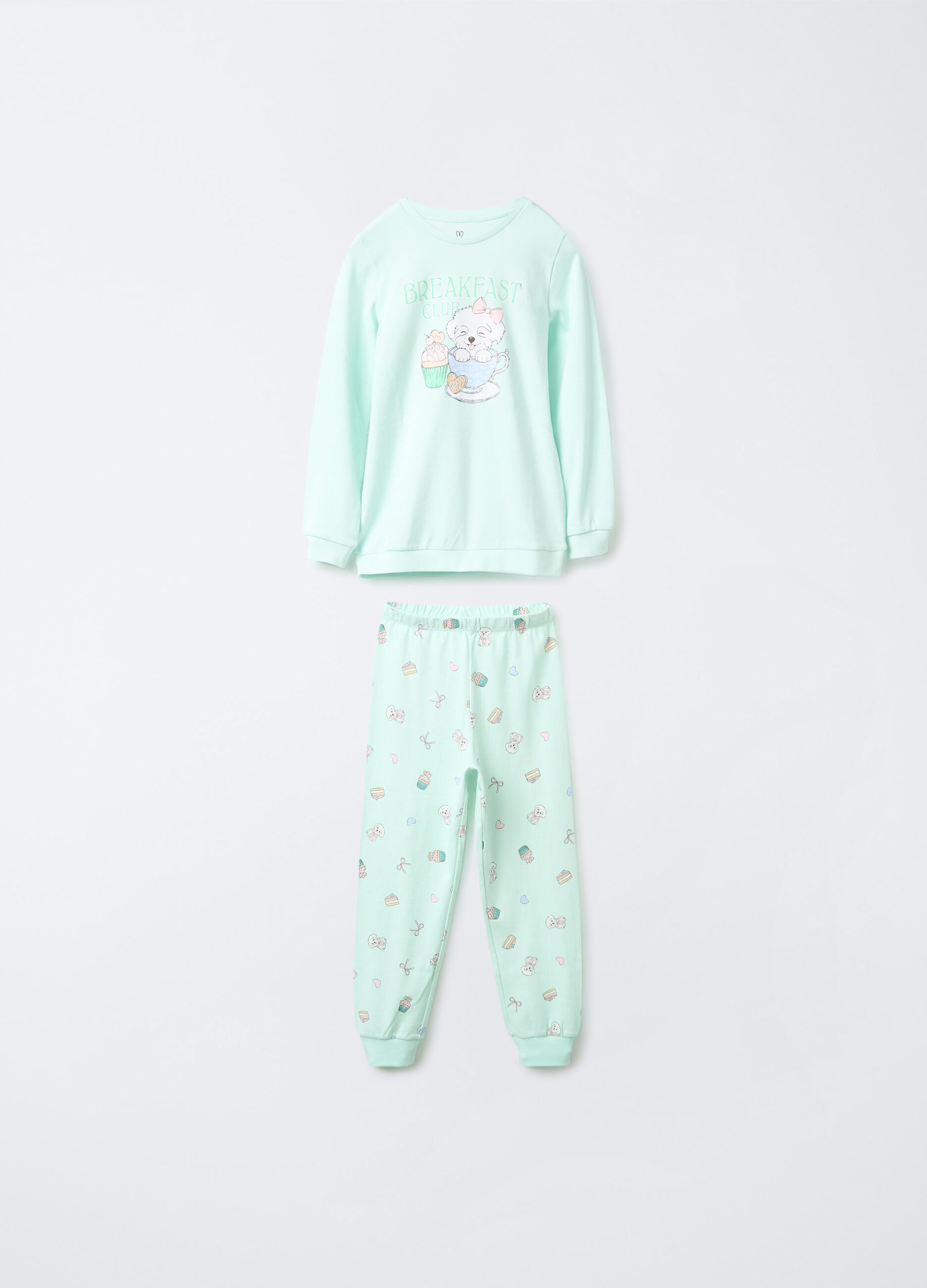 Set pigiama lungo in interlock di puro cotone bambina_0