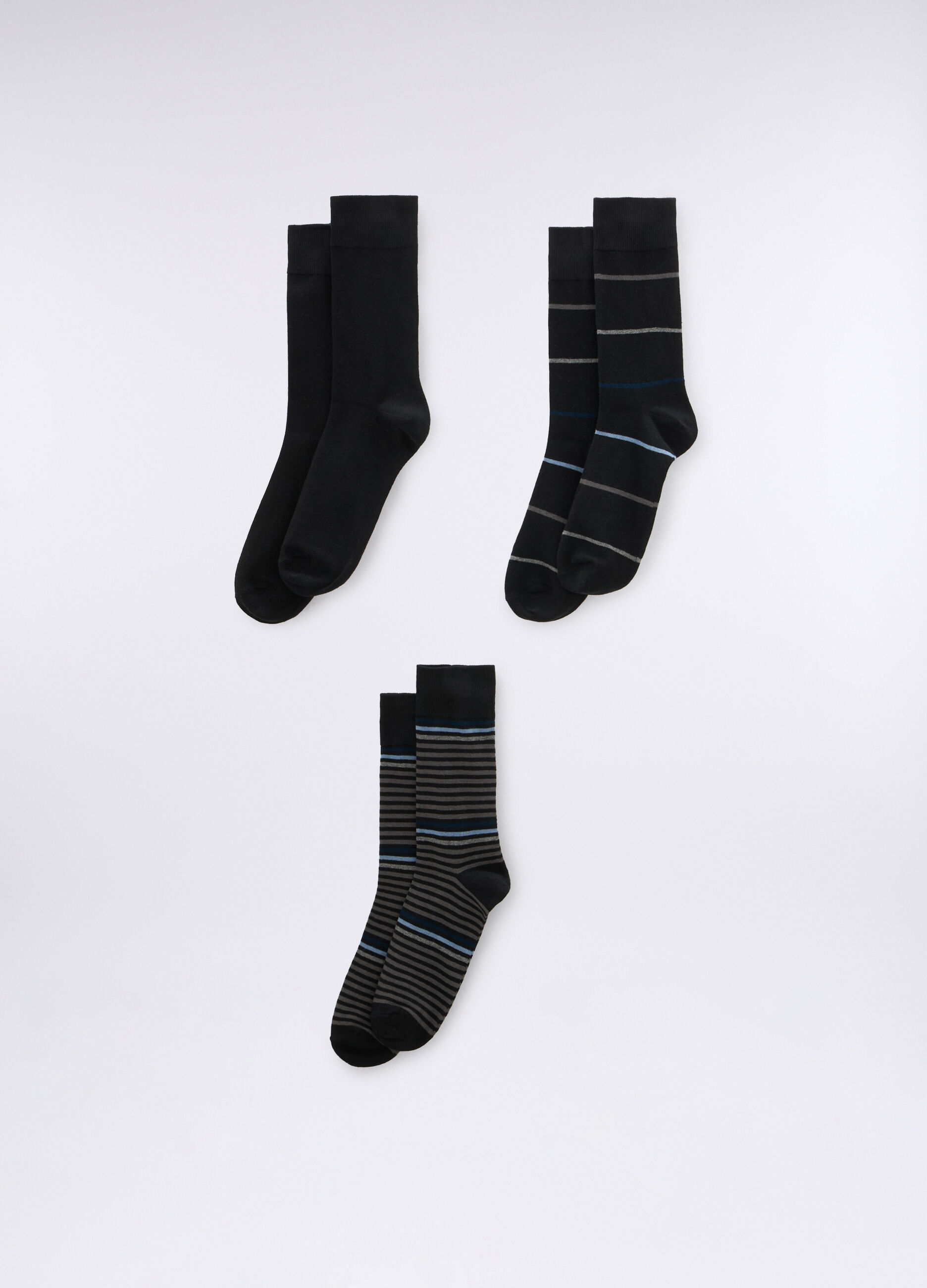 3 pack calze corte in cotone a righe uomo_0