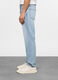 Jeans regular fit in denim di cotone e lino uomo_2