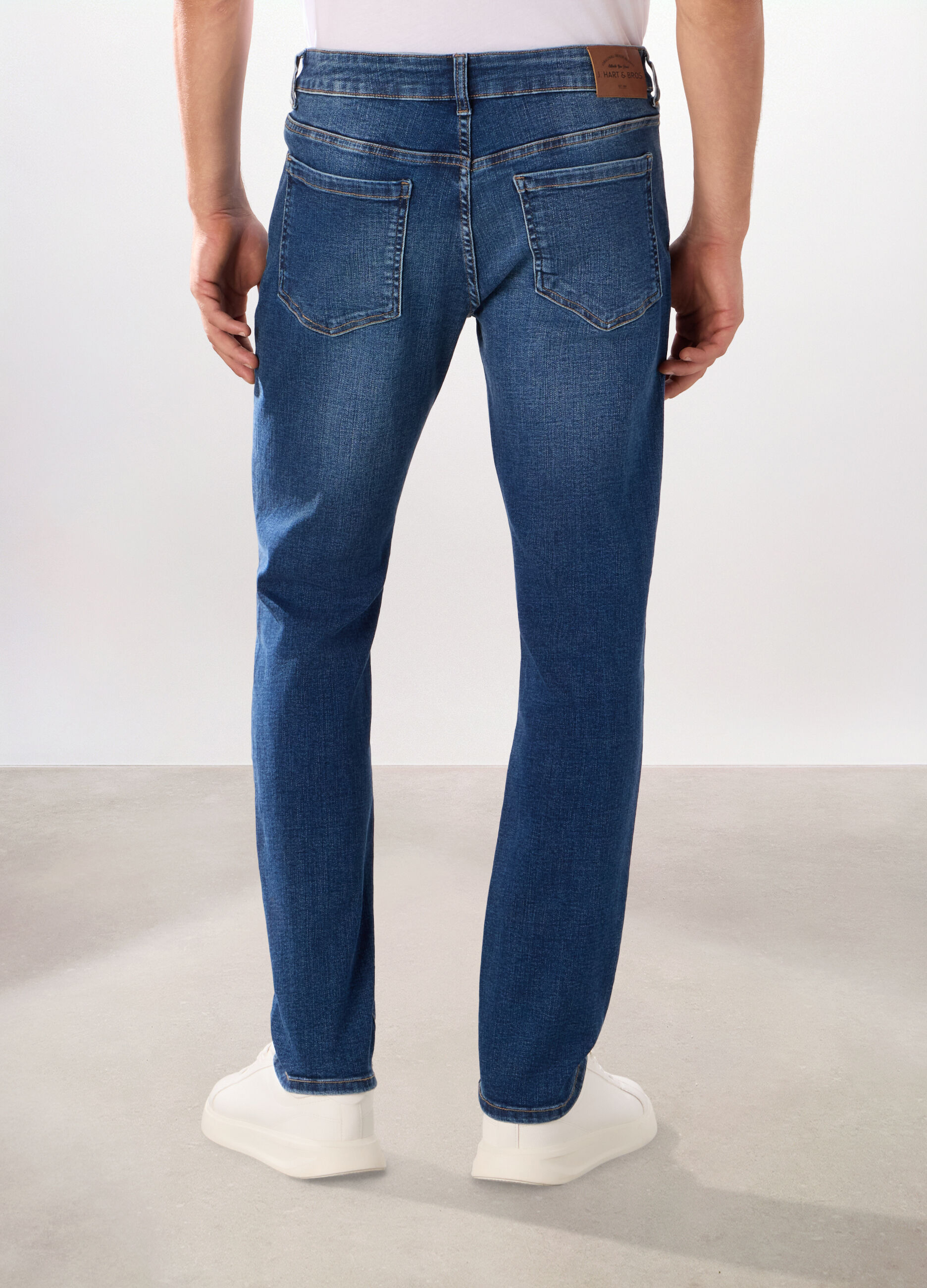 Jeans 5 tasche in denim di cotone stretch uomo_2