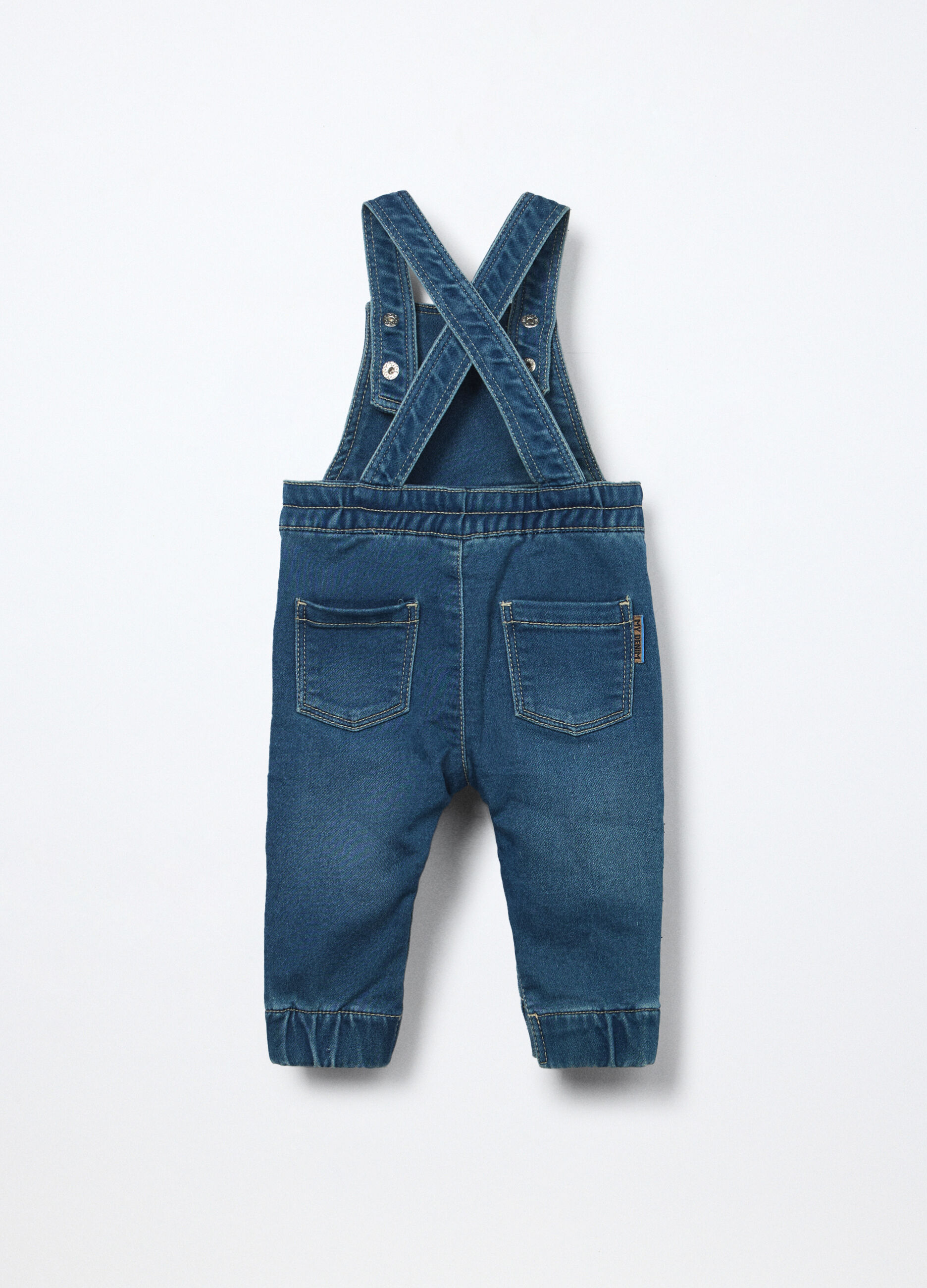 Salopette in french terry denim misto cotone neonato_1