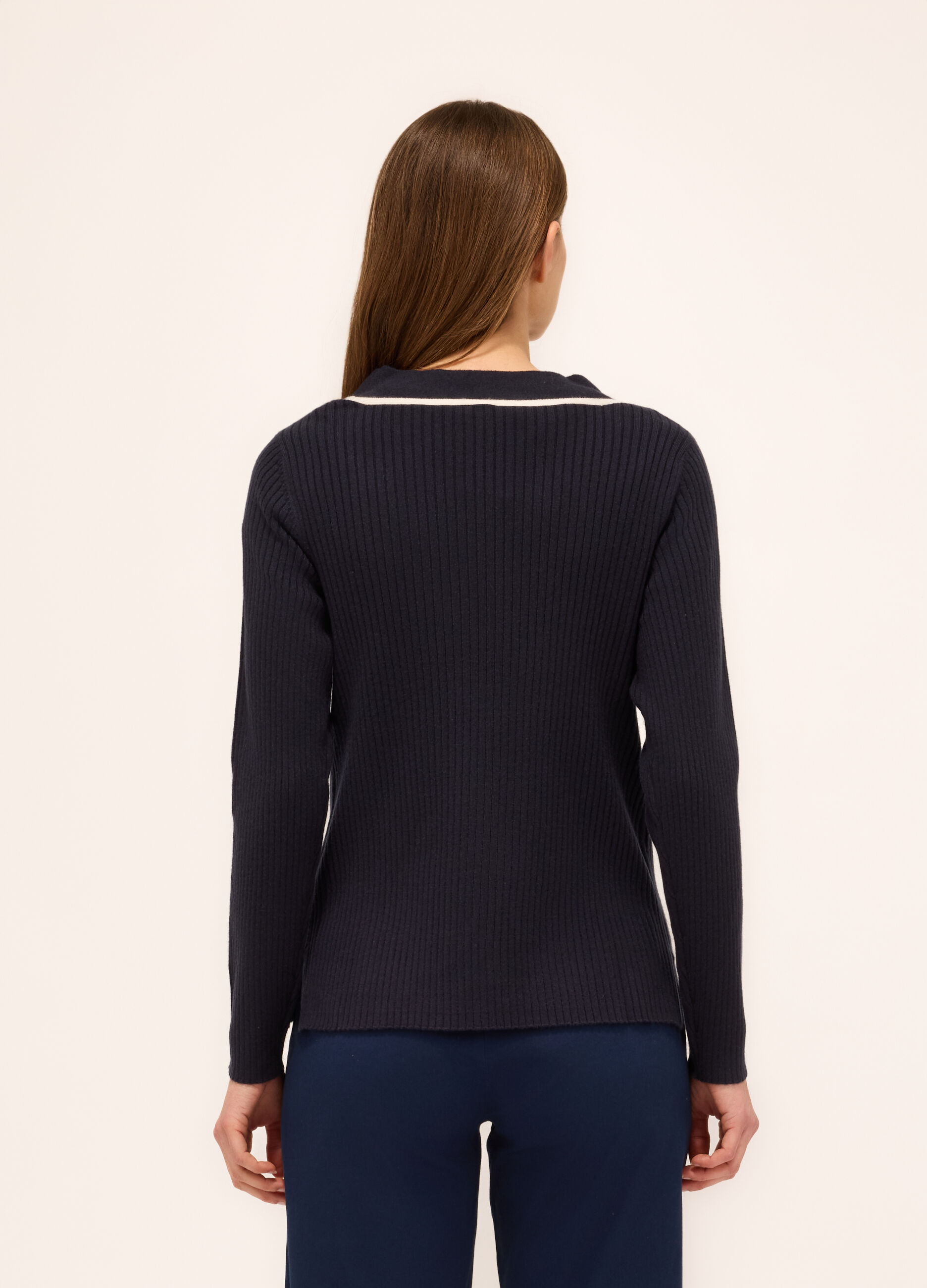 Pullover tricot in costina donna