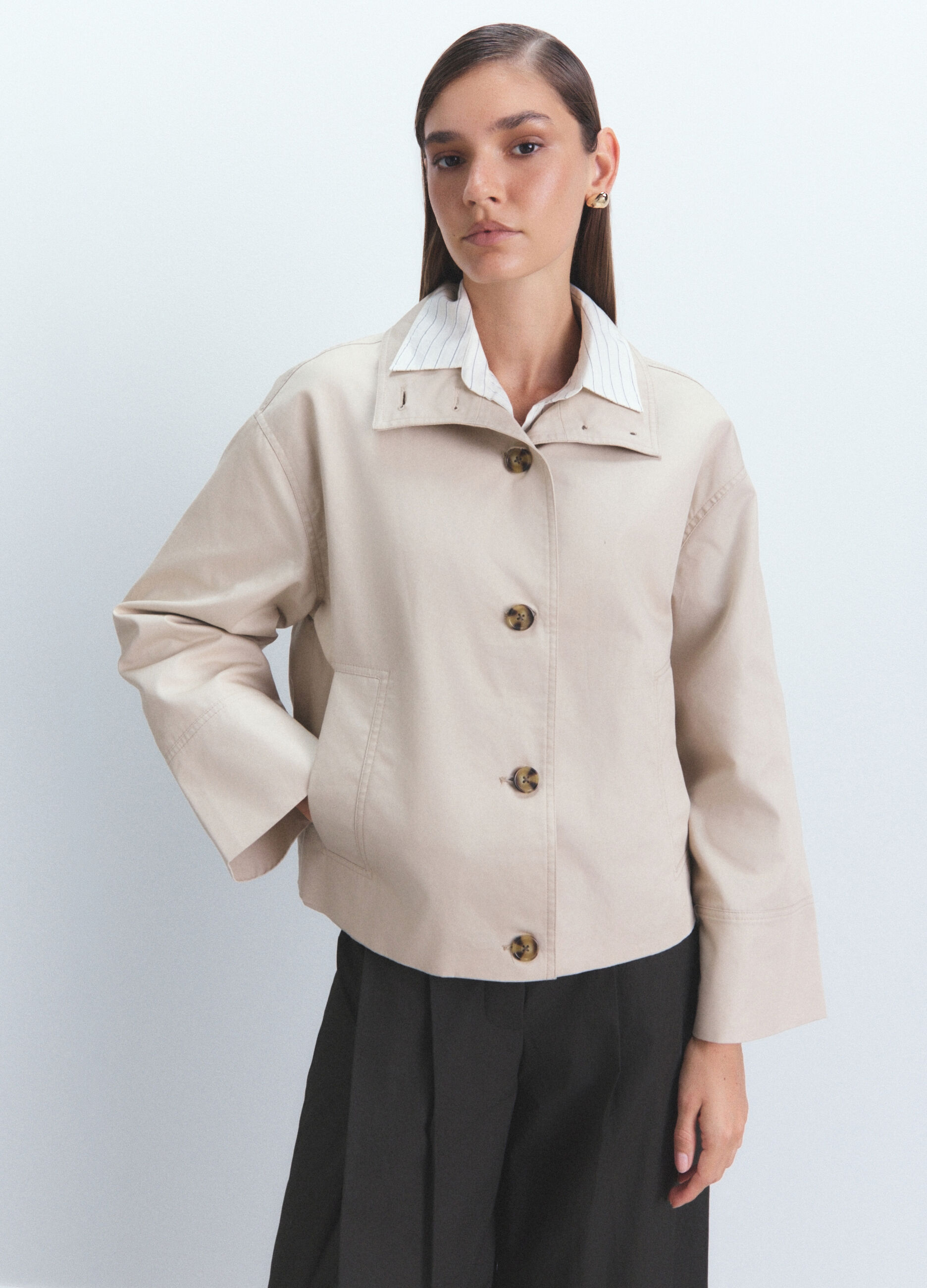 Trench corto misto cotone donna_1