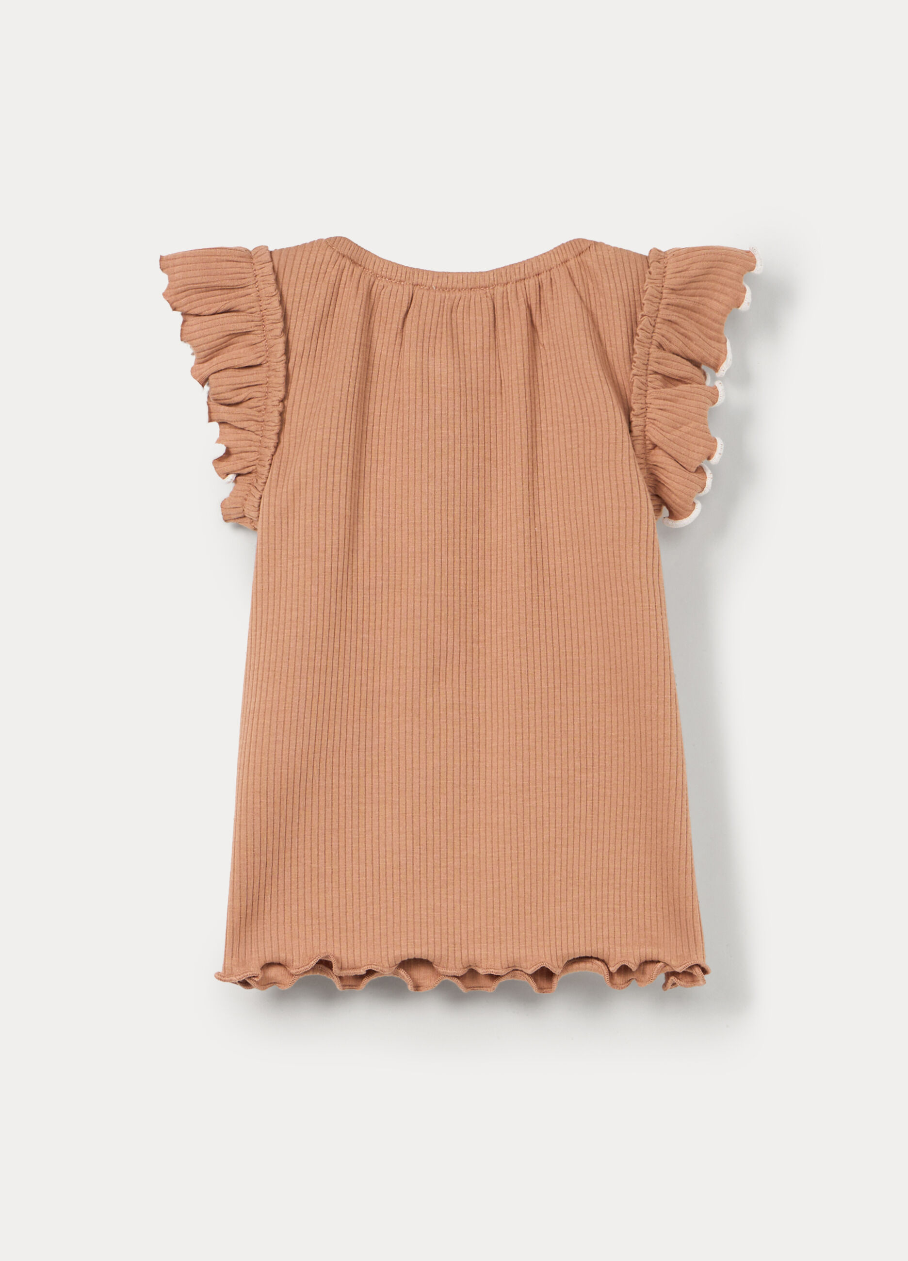 T-shirt in costina di cotone stretch bimba_1