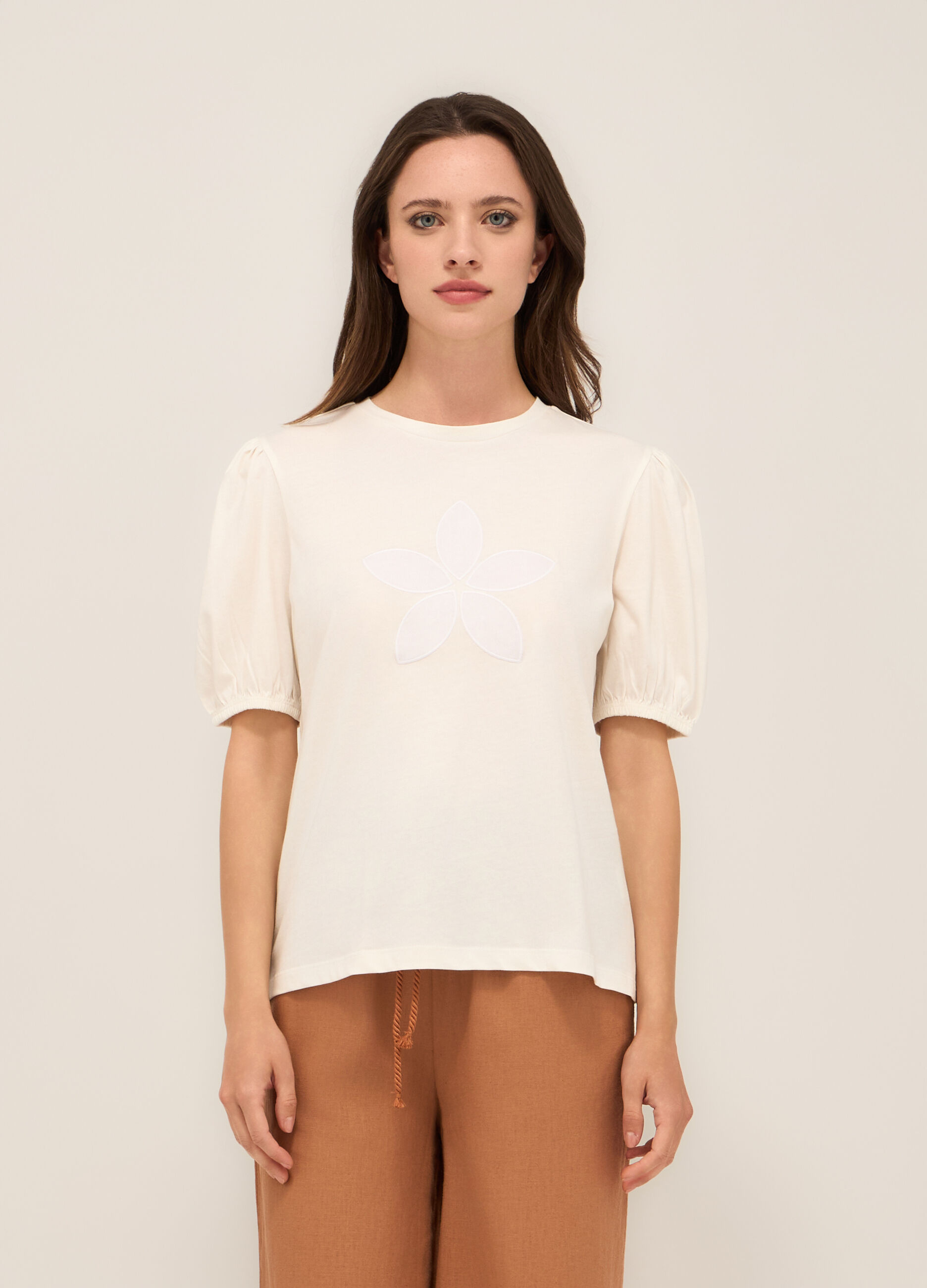 T-shirt in jersey di puro cotone donna_0