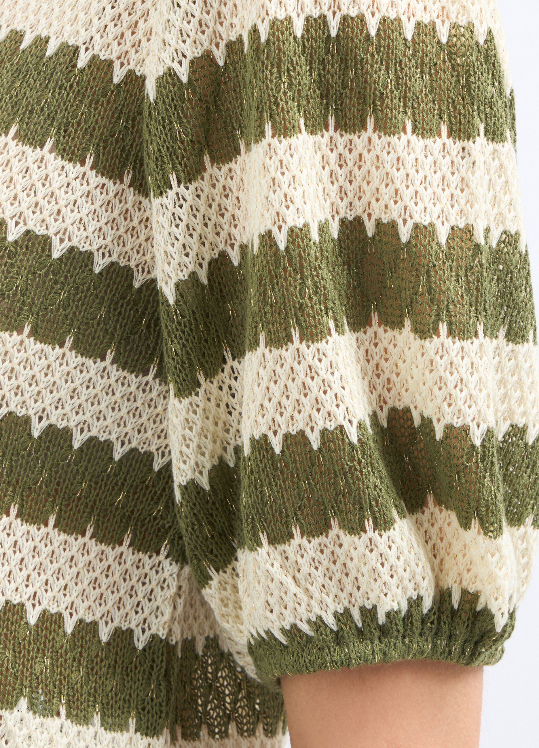 T-shirt rigata con lavorazione tricot donna