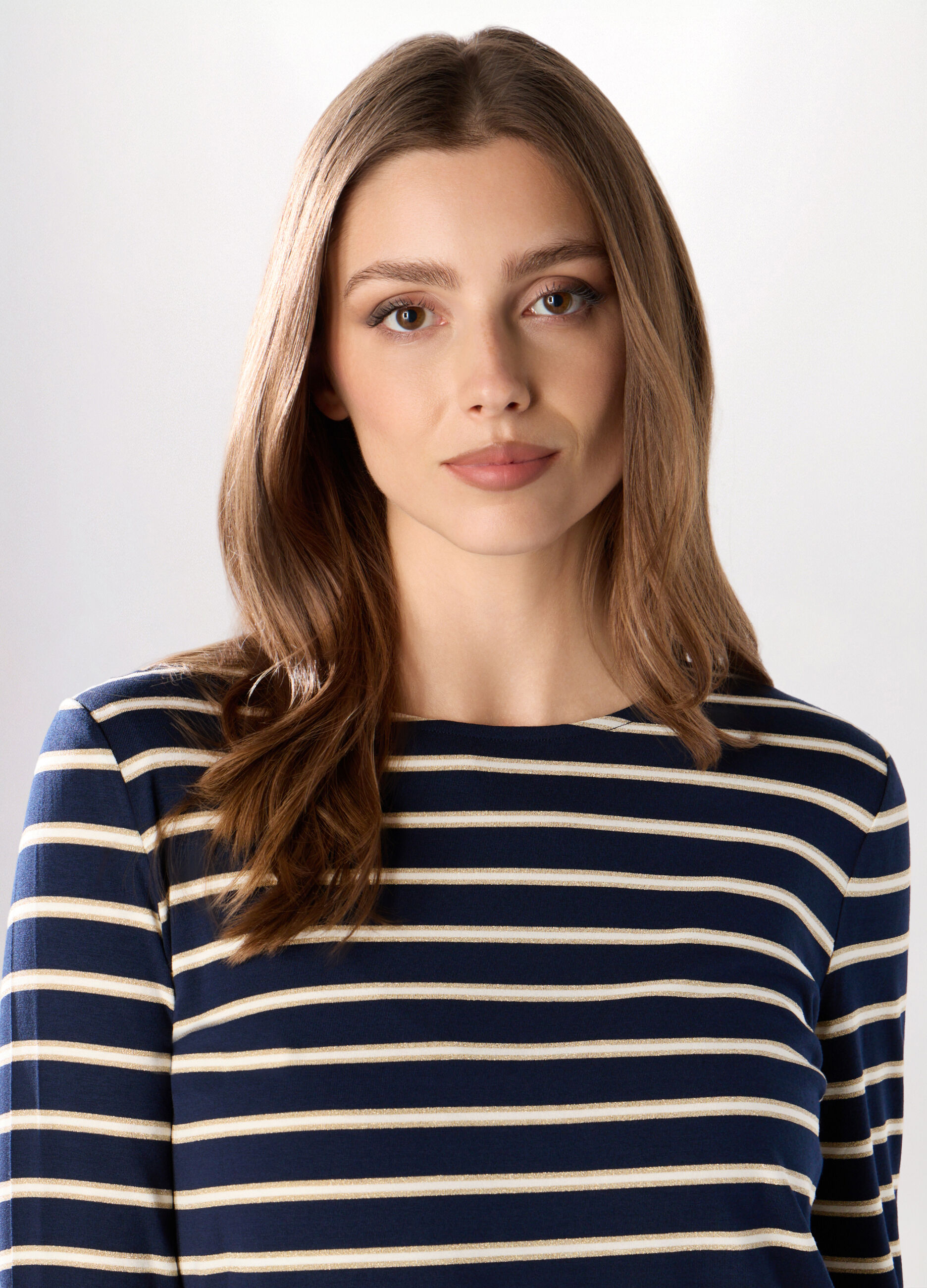 T-shirt misto viscosa a righe donna_2