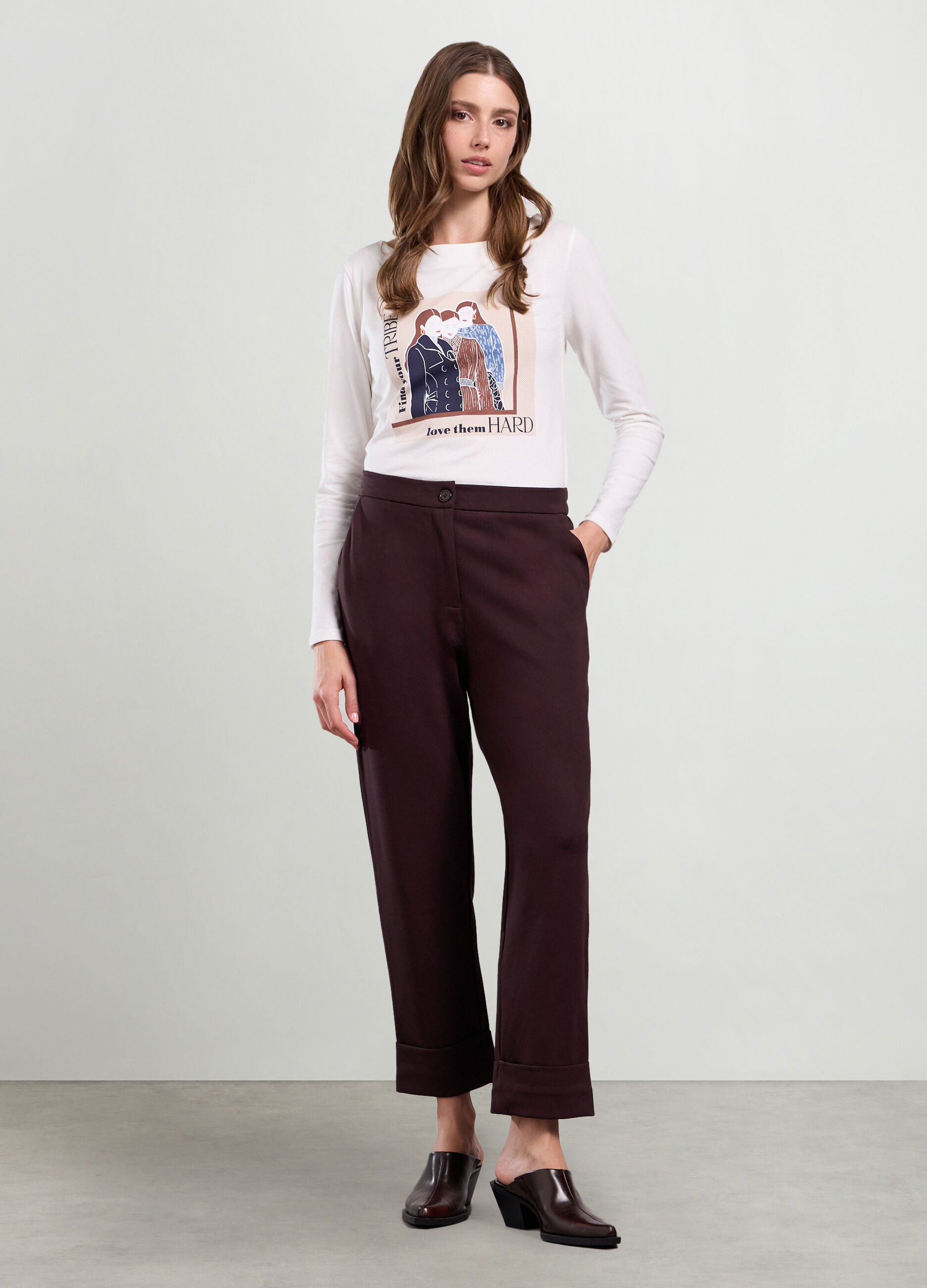Pantaloni in misto viscosa donna_0