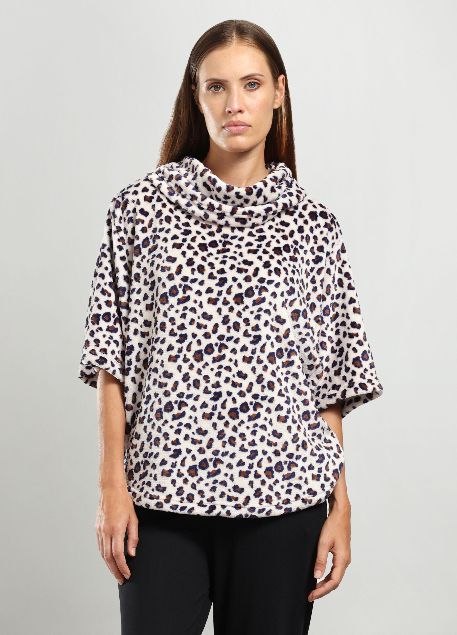 Poncho in coral fleece donna_0