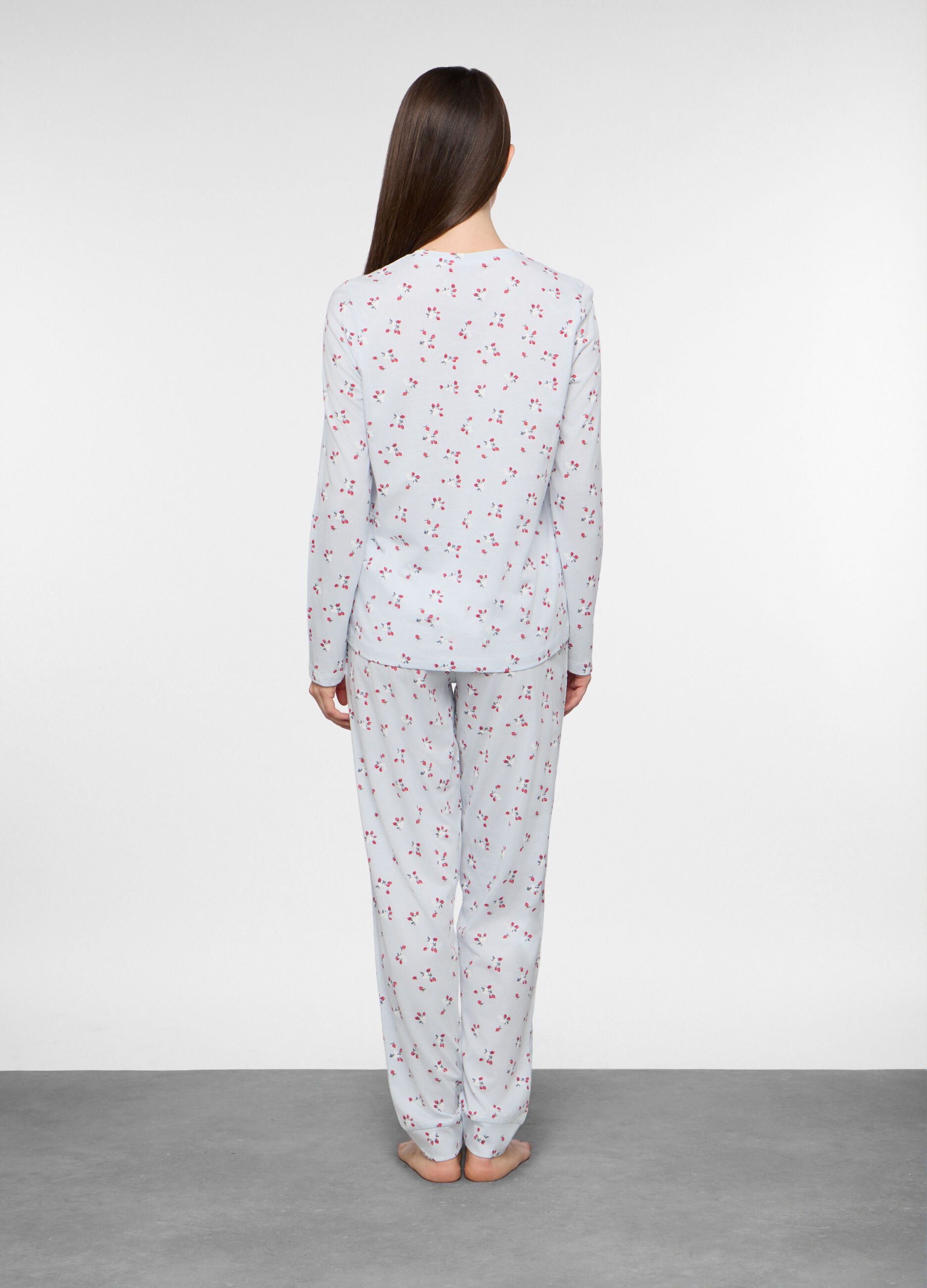 Set pigiama lungo in jersey di puro cotone donna_1