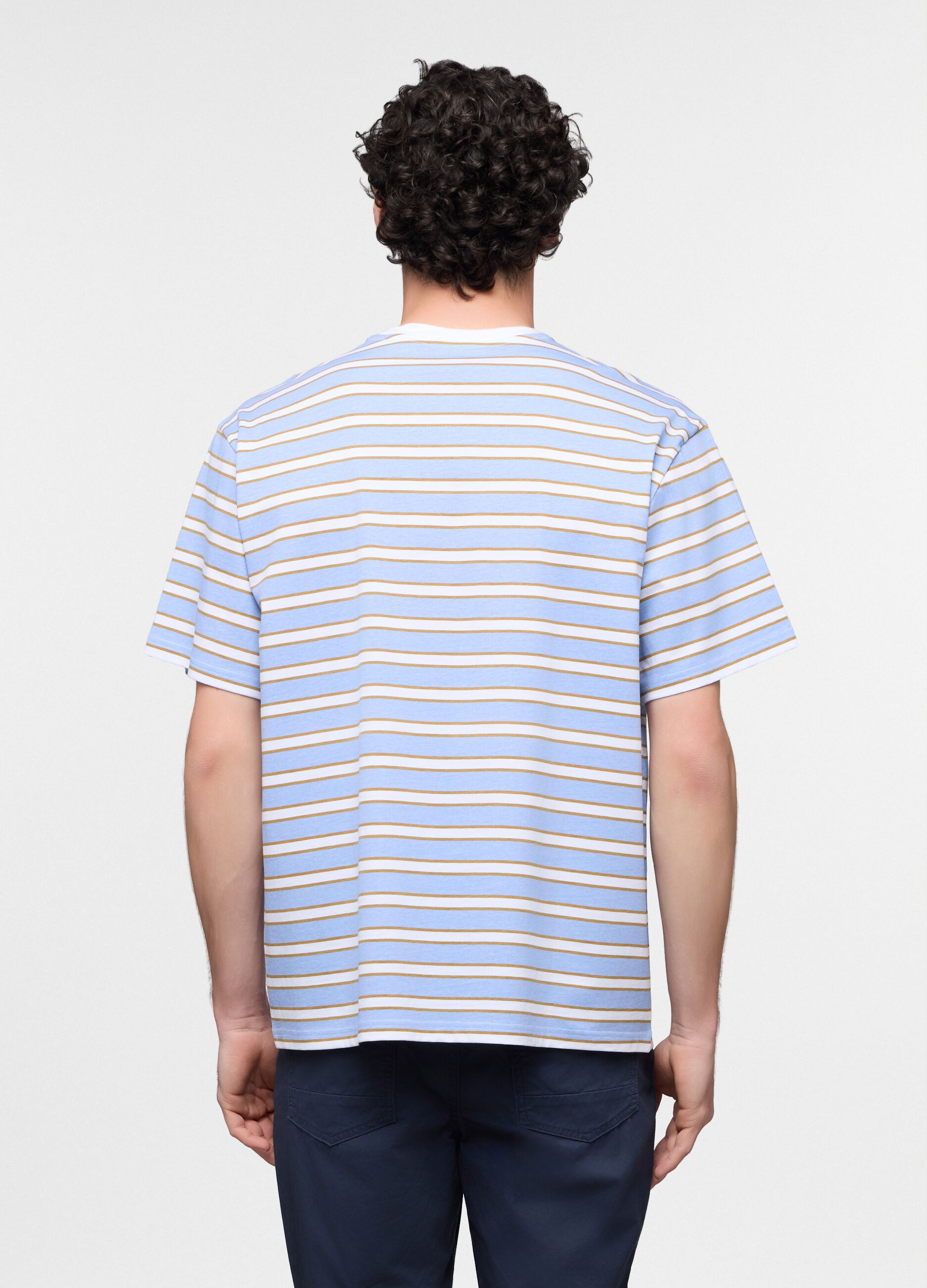 T-shirt girocollo Milano a righe uomo_1