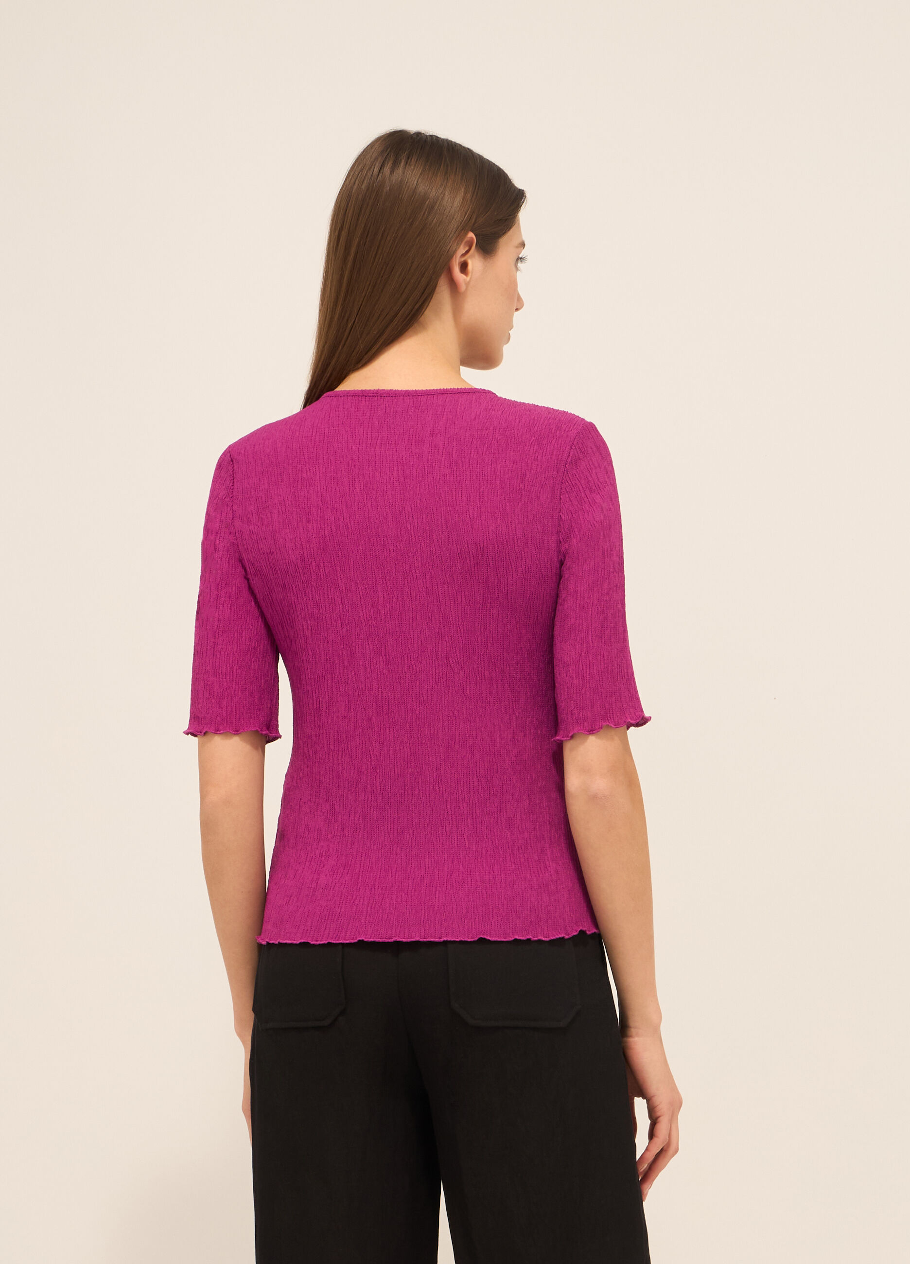 T-shirt in misto viscosa crinkle donna_1