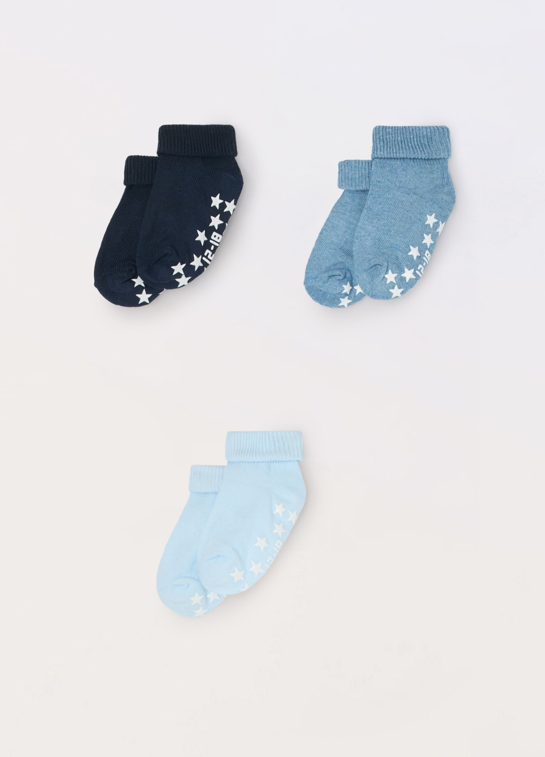 Pack 3 calze corte antiscivolo misto cotone neonato_0