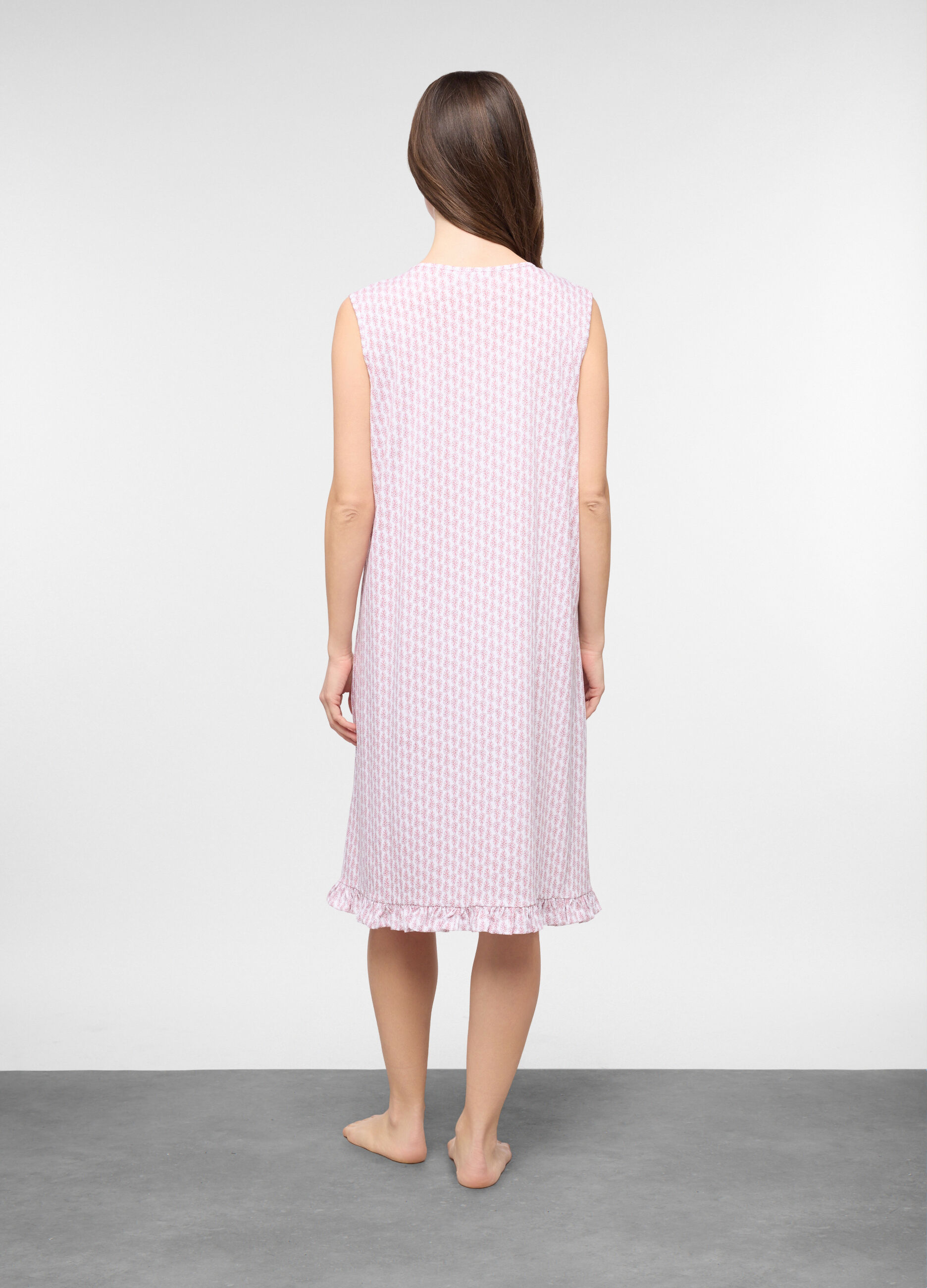 Camicia da notte smanicata in puro cotone donna_1