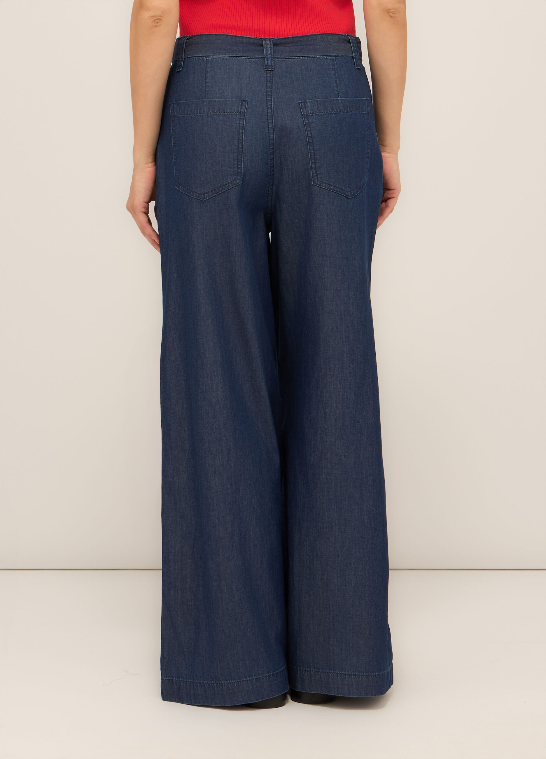 Pantaloni in chambray di puro cotone donna_1