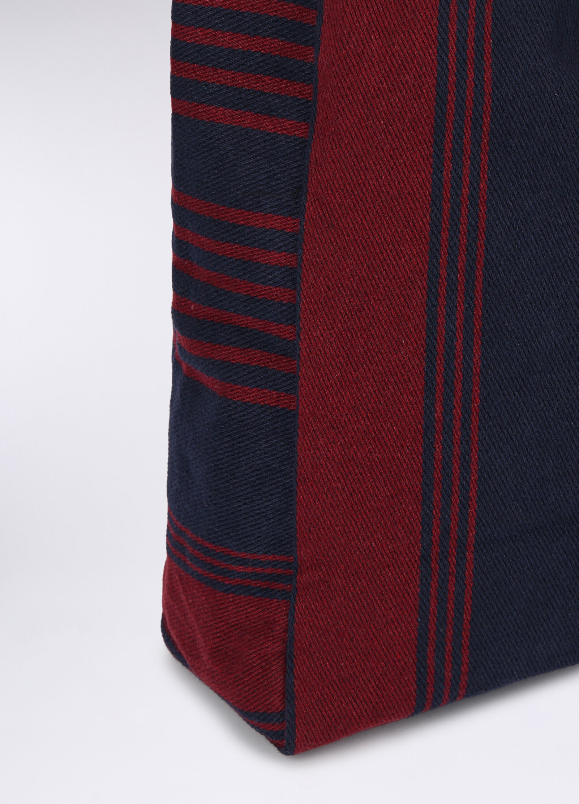 Borsa a mano in misto cotone rigato donna_2