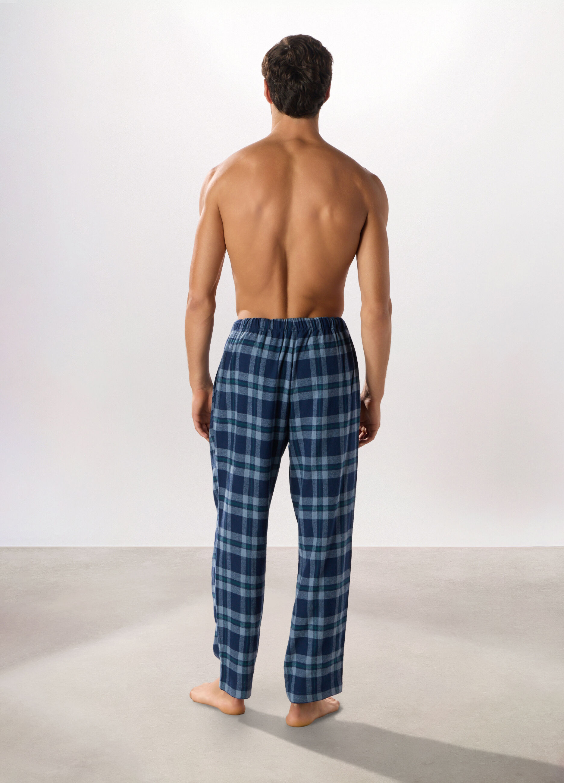 Pantaloni lunghi pigiama in cotone a quadri uomo_1