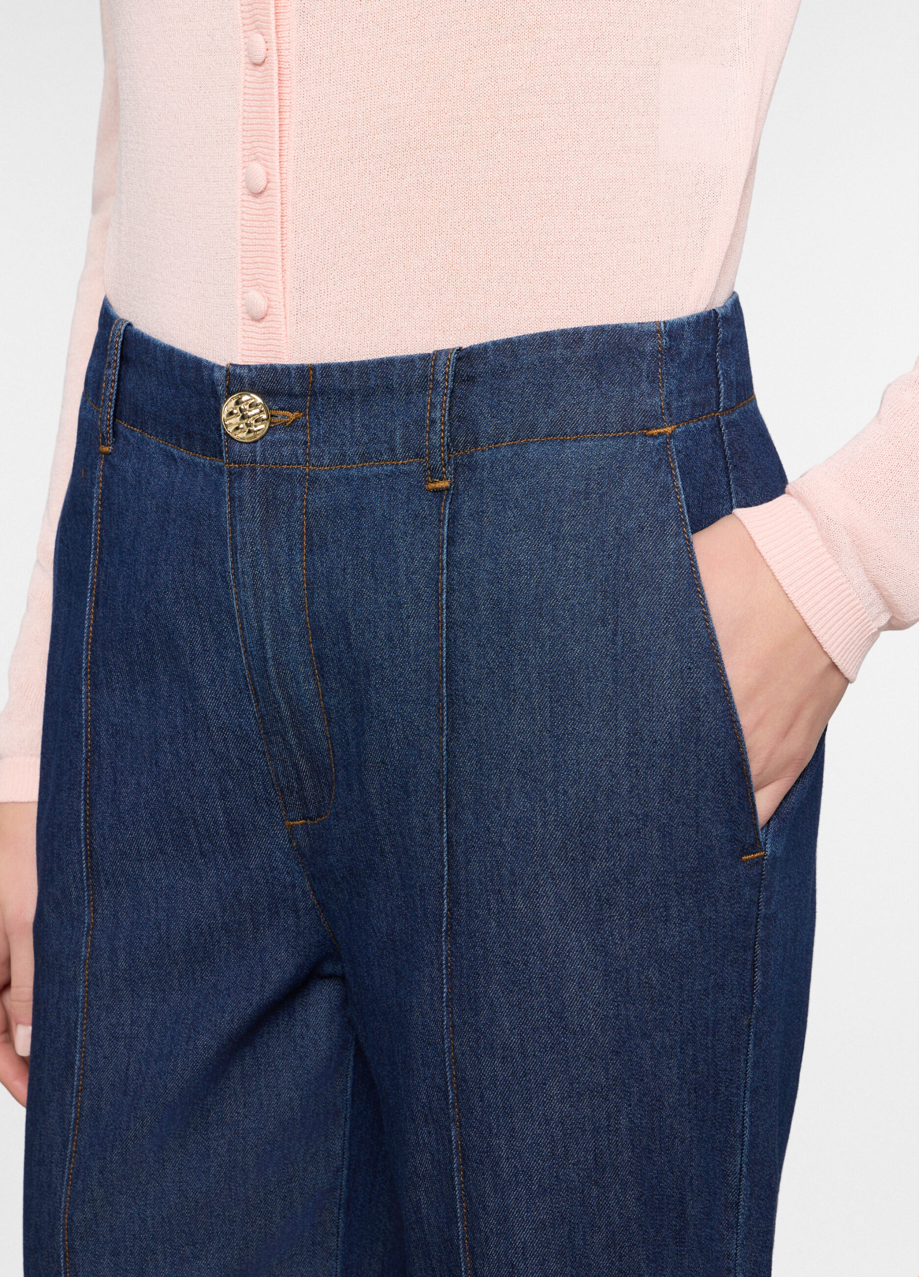 Pantaloni straight fit in denim donna_2