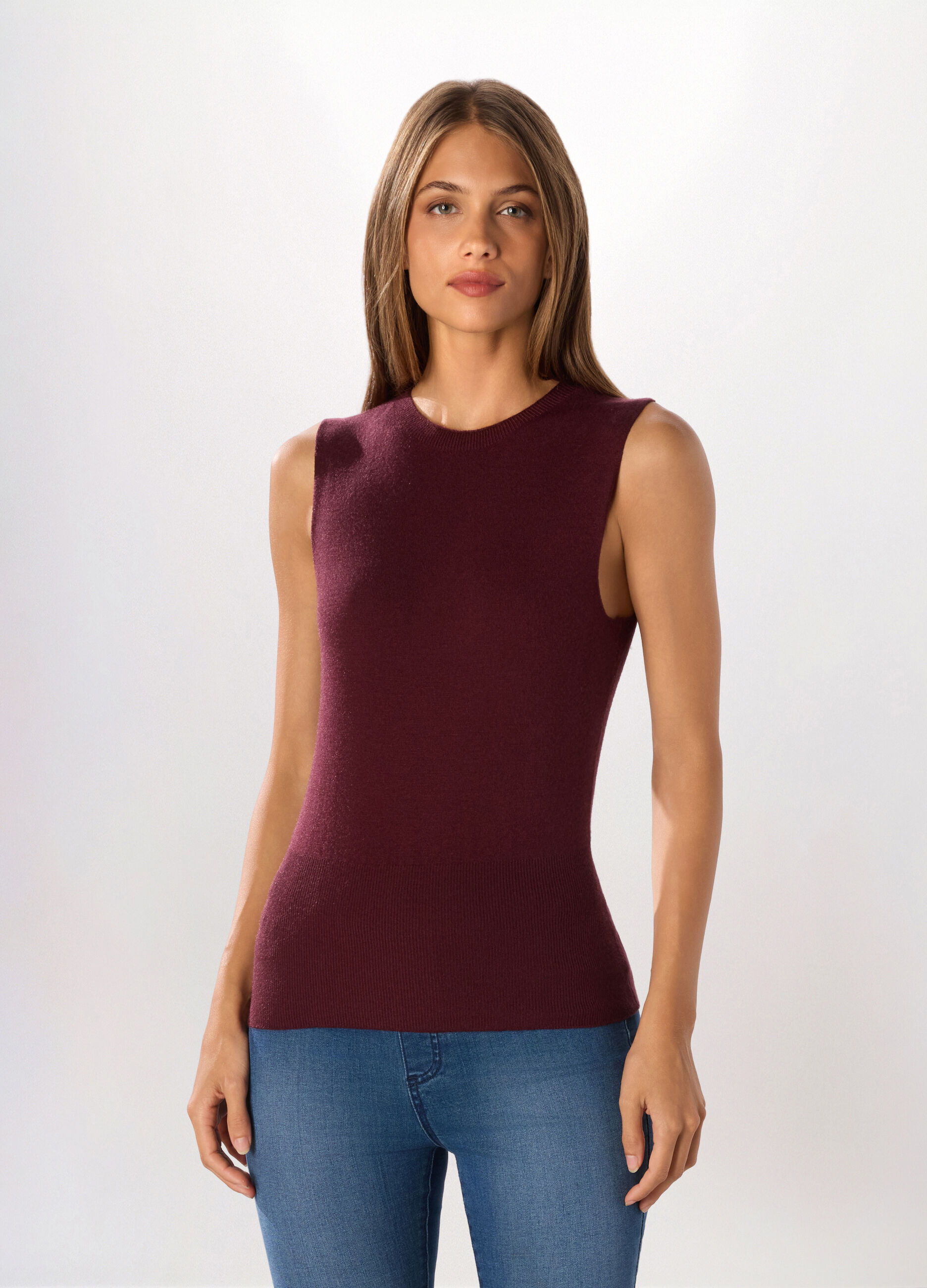 Tricot smanicato misto viscosa donna_0