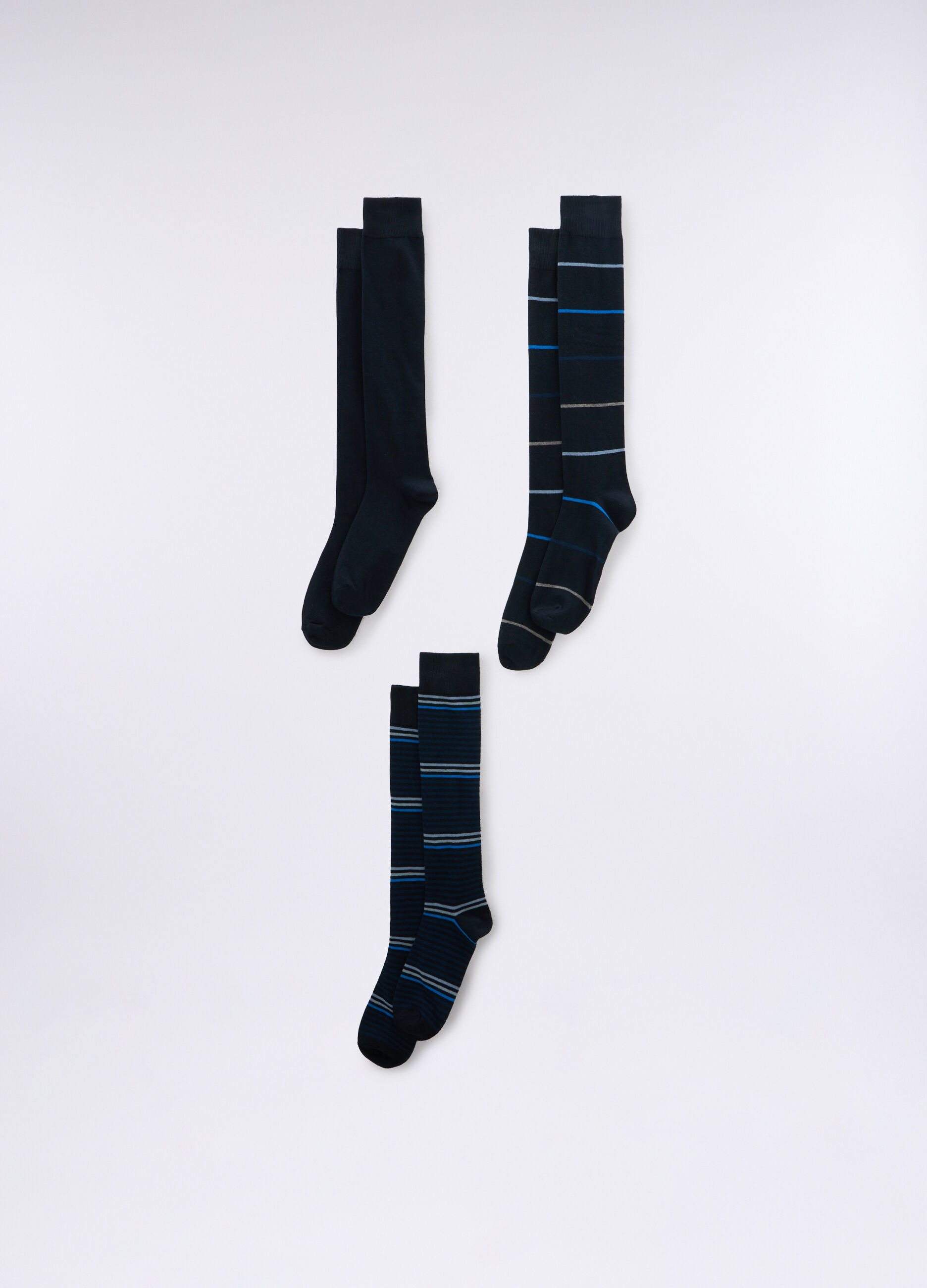3 pack calze lunghe in cotone a righe uomo_0