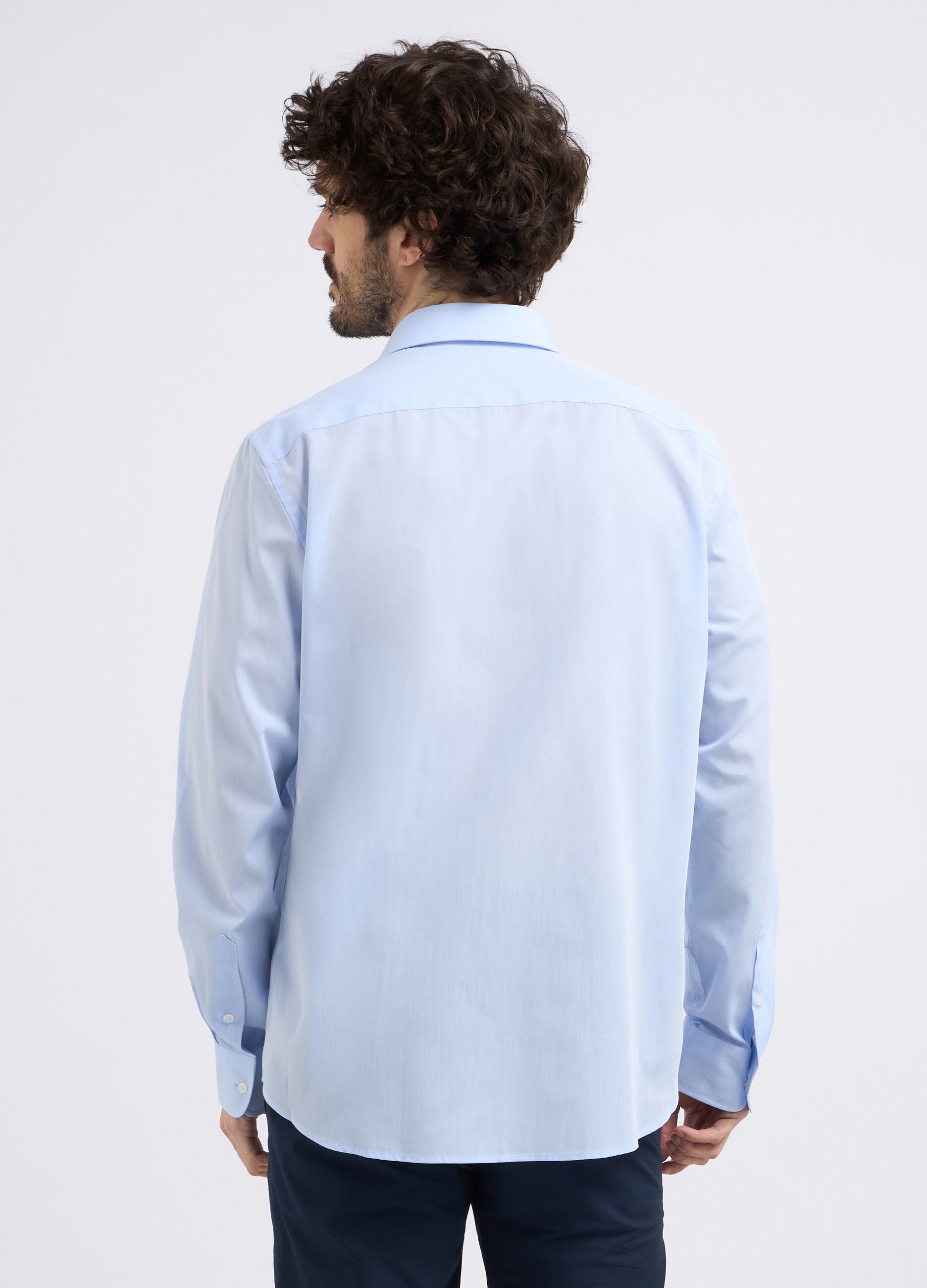 Camicia a maniche lunghe in tinta unita uomo_1