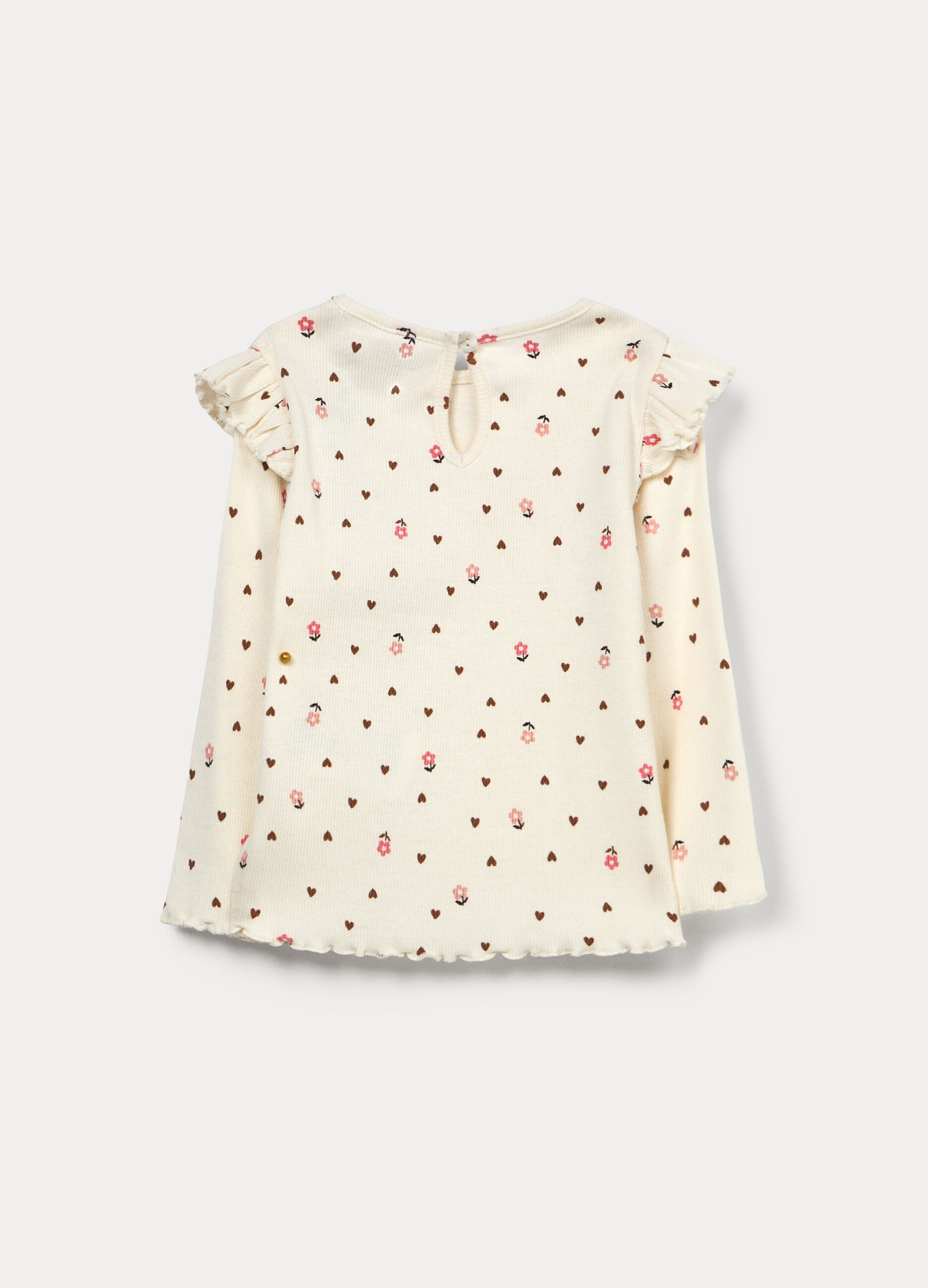 T-shirt girocollo in costina di puro cotone bimba_1